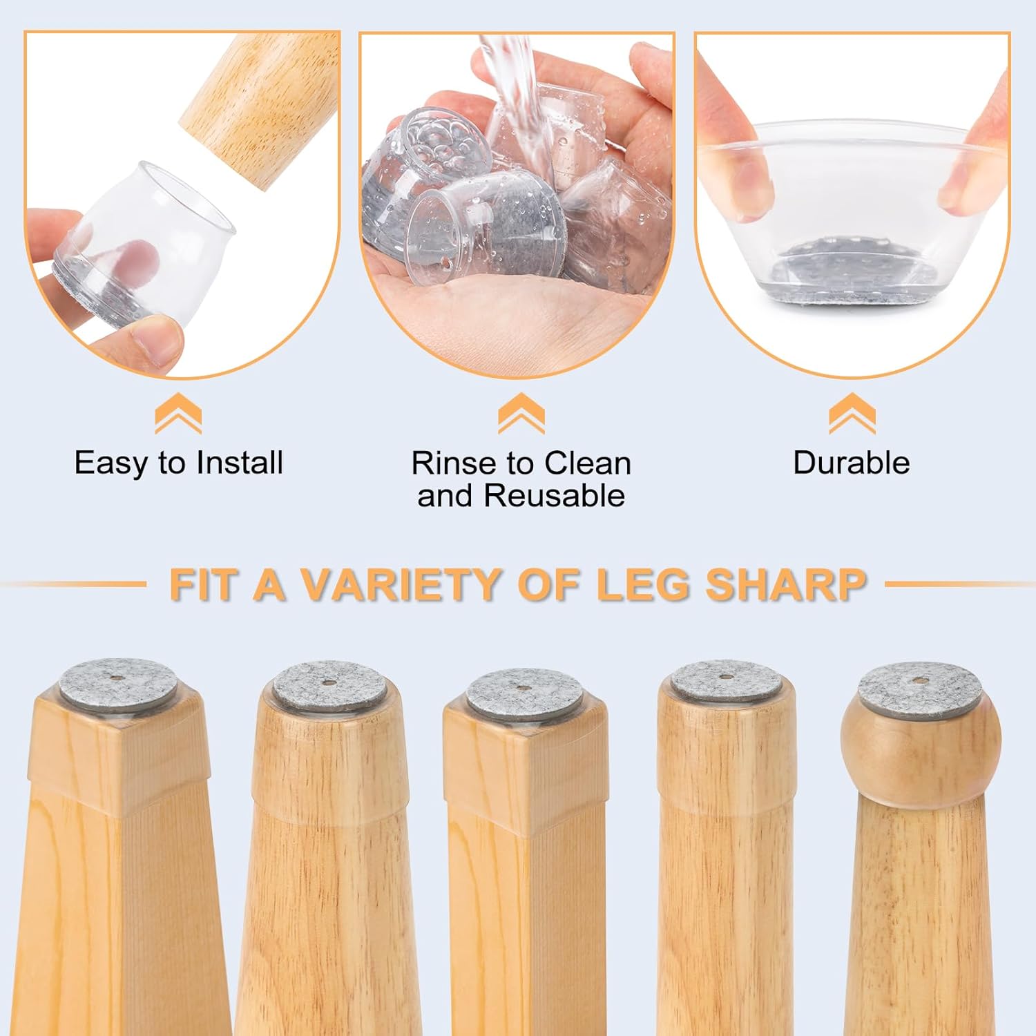 36Pcs Round Chair Leg Floor Protectors, Silicone Chair Feet Caps to Protect Tile Floors, Felt Pads Furniture Leg Caps Covers from Scratches and Noise(Clear, Small Fit: 0.9
