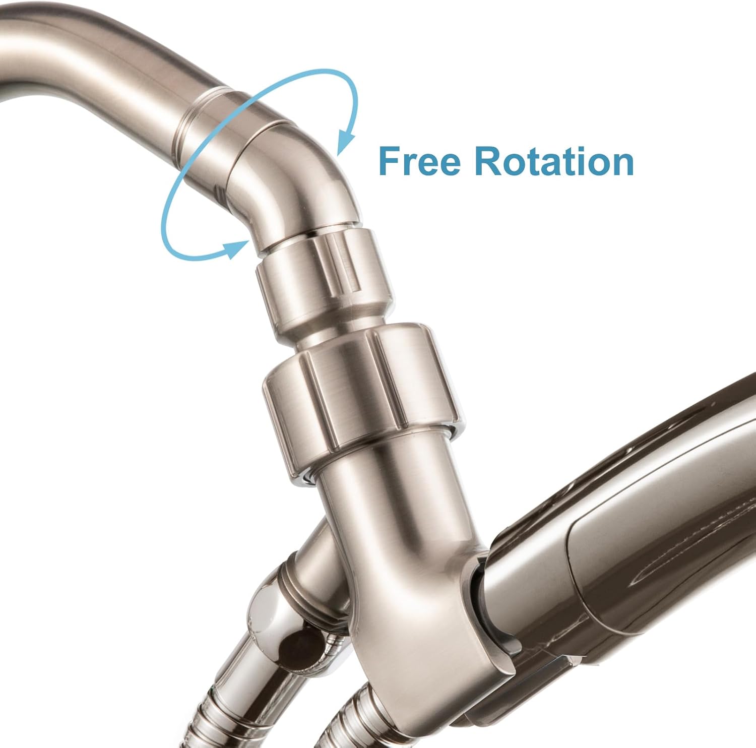 Shower Head Elbow Adapter, Brushed Nickel All Metal Handheld Shower Head Elbow Adapter Shower Arm Angle Adapter 135 Degrees - Image 5