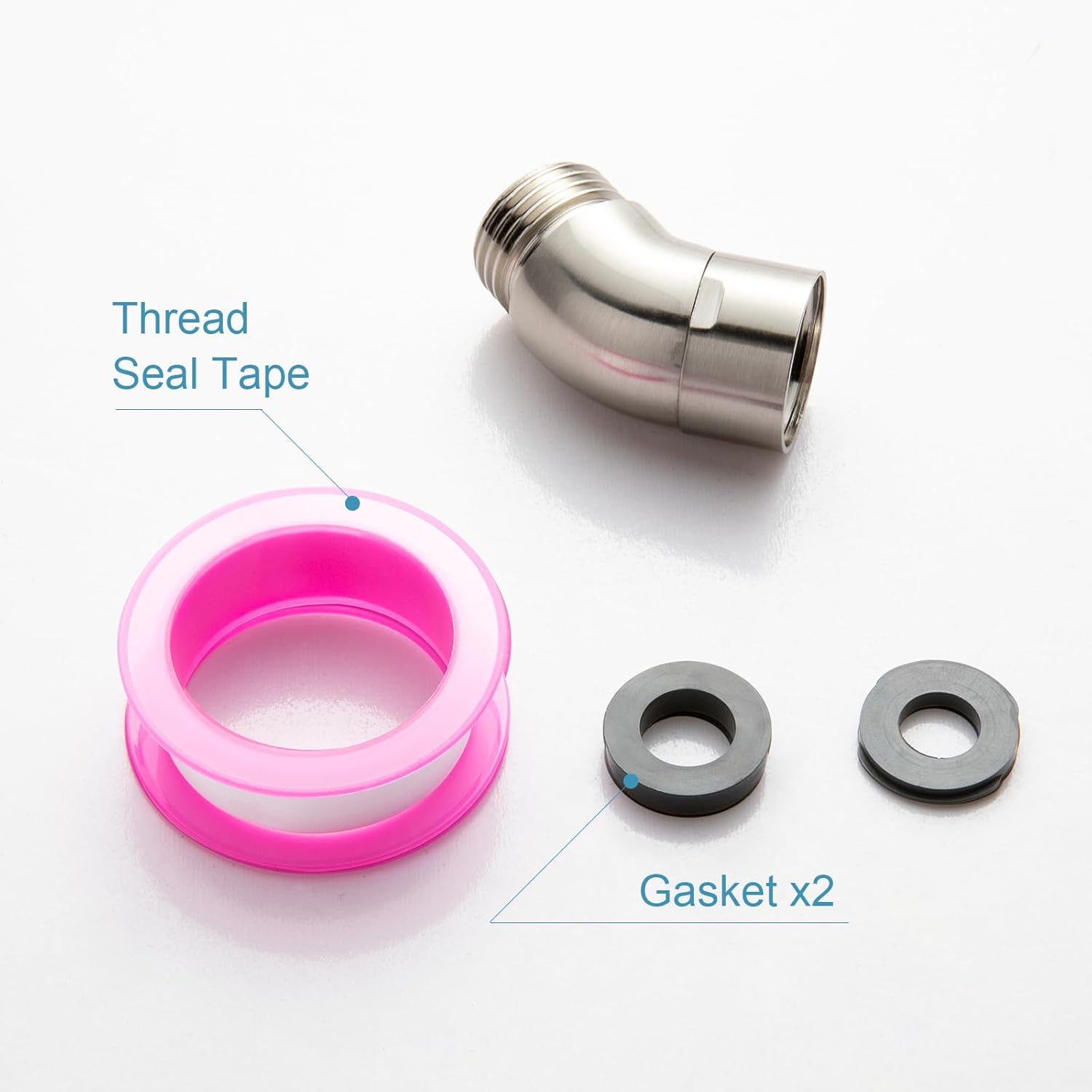 Shower Head Elbow Adapter, Brushed Nickel All Metal Handheld Shower Head Elbow Adapter Shower Arm Angle Adapter 135 Degrees - Image 7