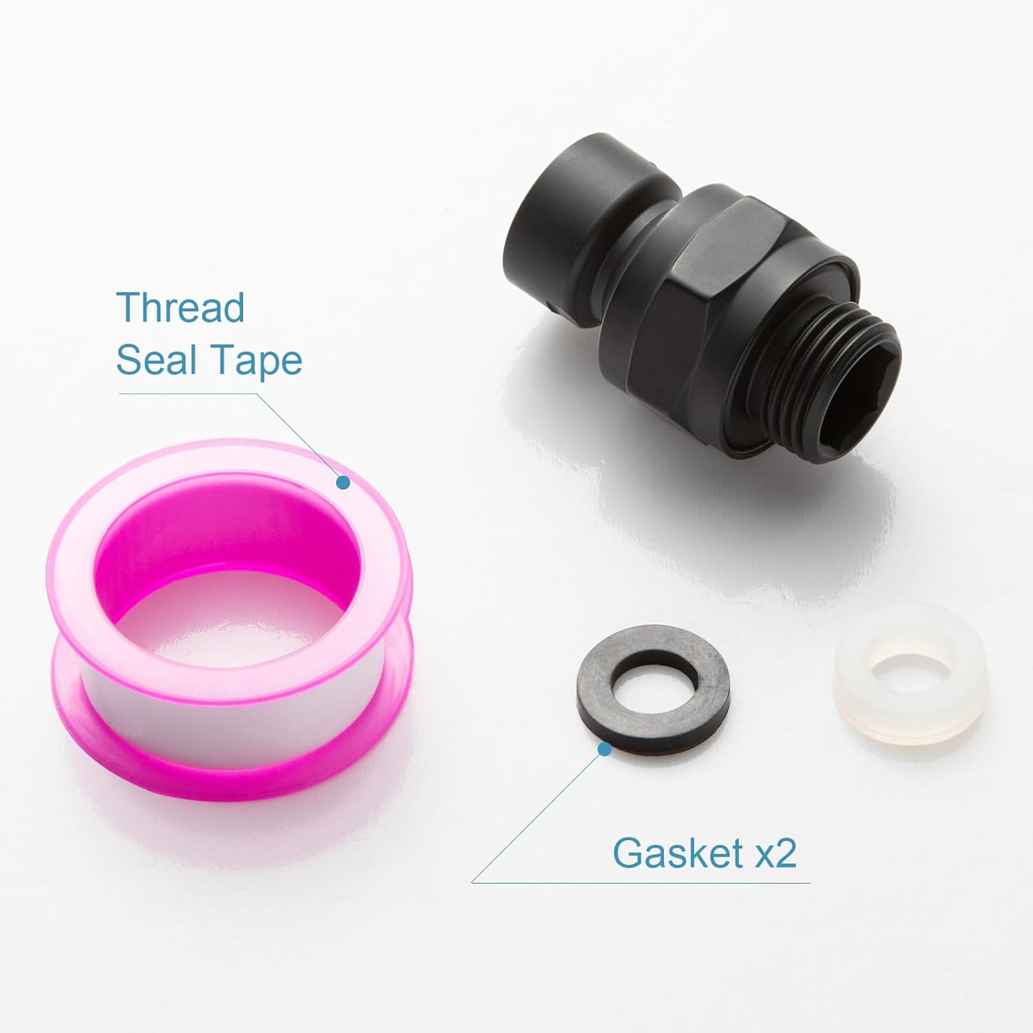 Shower Head Swivel Ball Adapter, All Metal Adjustable Shower Arm Extension Connector Universal Showering Component Solid Brass, Matte Black - Image 7