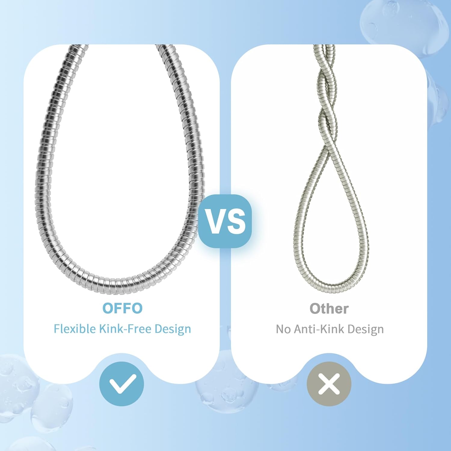 Shower Hose, 120 in Kink Free Stainless Steel Extra Long Shower Hose Replacement, Flexible Handheld Shower Head Hose Extension for Pet Bathing Cleaning, Nickel Gray - Image 2