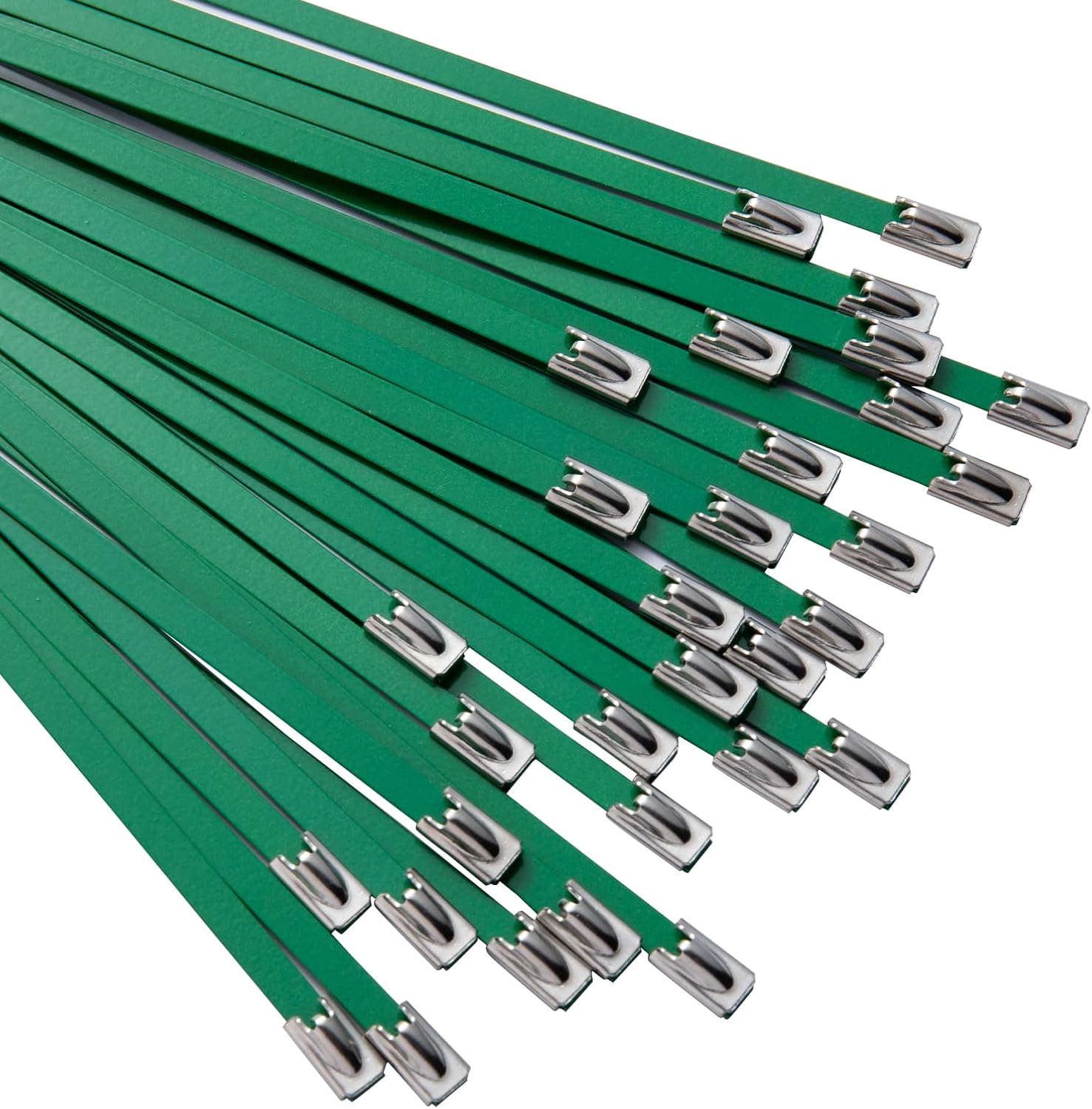 Green Zip Ties Made of Metal 95 PCS 11.8 in Ties Premium Heavy Duty Stainless Steel Wire Multifunctional Locking Exhaust Wrap Flexible Durable - Image 1