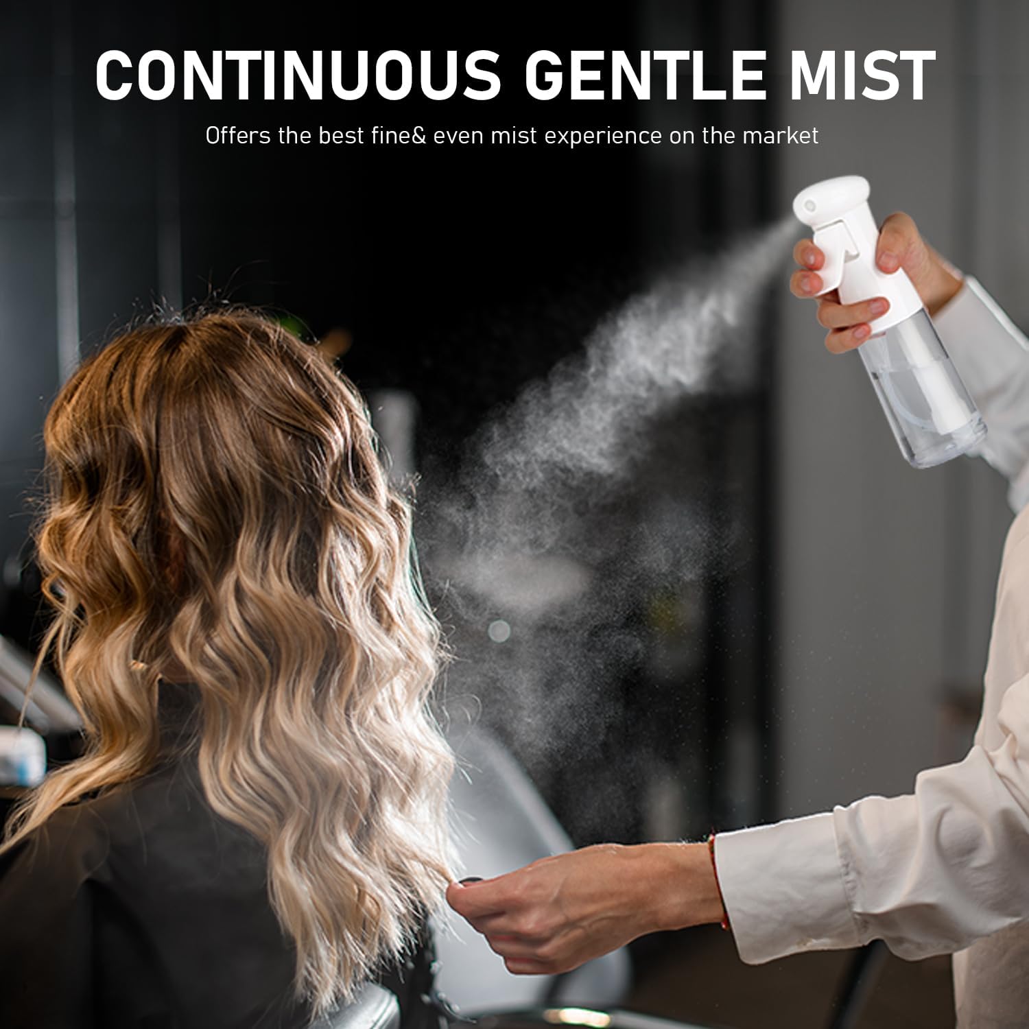 Spray Bottle For Hair, Continuous Mister Empty Spray Bottles, Ultra Fine Mist Water Sprayer for Hairstyling, Cleaning, Plants, Pets, Barbers, Salons, Essential Oil Scents - 2 Pack 6.8 OZ - Image 3