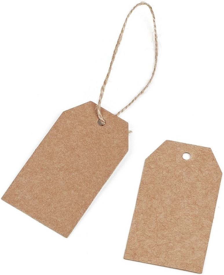 100 Pcs Christmas Gift Tags with String Kraft Paper Vintage Wedding Hang Tags 7x4cm with Natural Jute Twine - Image 2