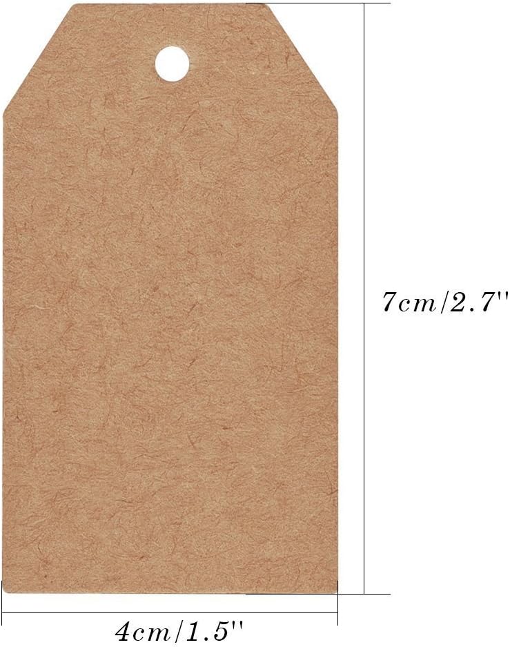 100 Pcs Christmas Gift Tags with String Kraft Paper Vintage Wedding Hang Tags 7x4cm with Natural Jute Twine - Image 3