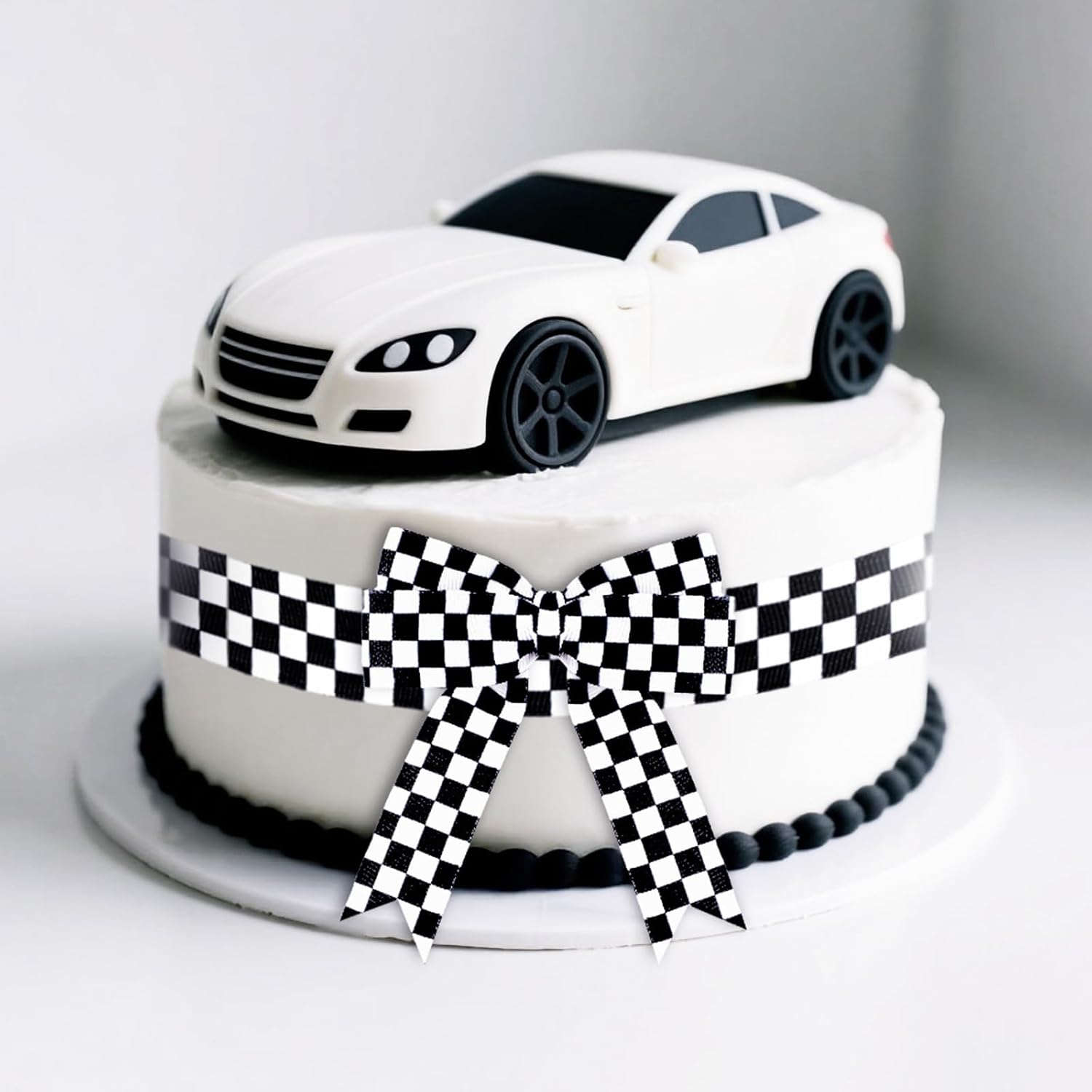 Black and White Checkered Ribbon - Racing Car Theme Black Grosgrain Buffalo Plaid Ribbon for Gift Wrapping, 1 in x 10 Yds White Gingham Ribbons for Crafts, Wreath, and Racing Cakes Decor - Image 6