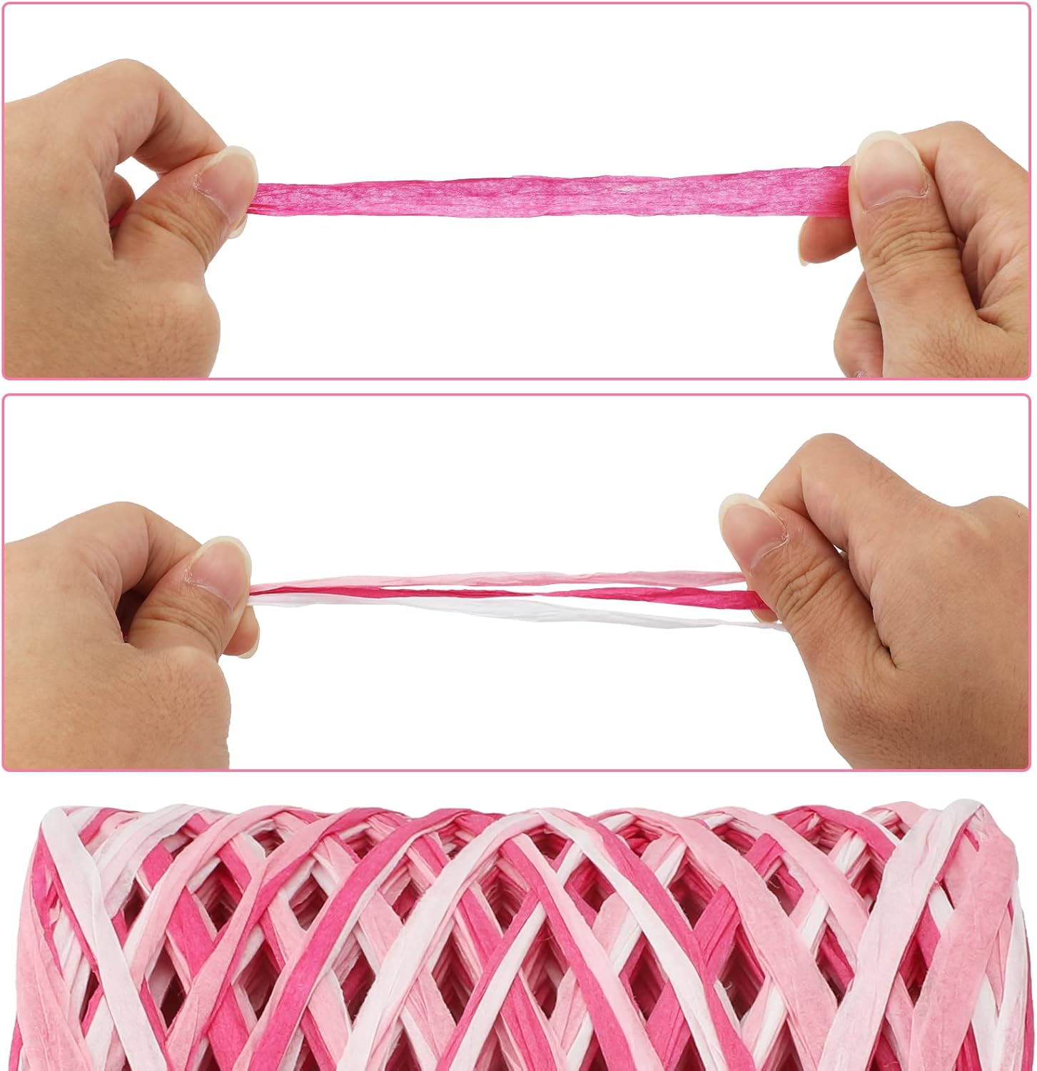 Valentine's Day Raffia Ribbon, 524 Feet Pink Paper Gift Ribbon for Gift Wrapping, Decorating, Crafts, DIY Projects, Festivals, Parties - Image 3