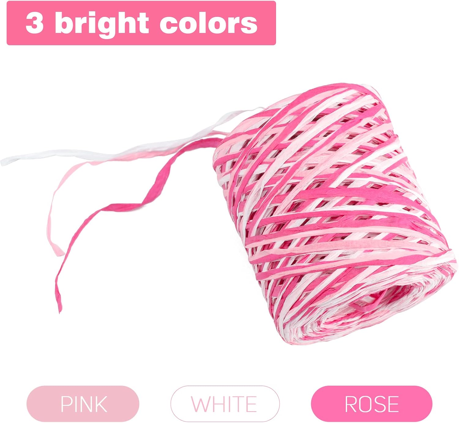 Valentine's Day Raffia Ribbon, 524 Feet Pink Paper Gift Ribbon for Gift Wrapping, Decorating, Crafts, DIY Projects, Festivals, Parties - Image 4