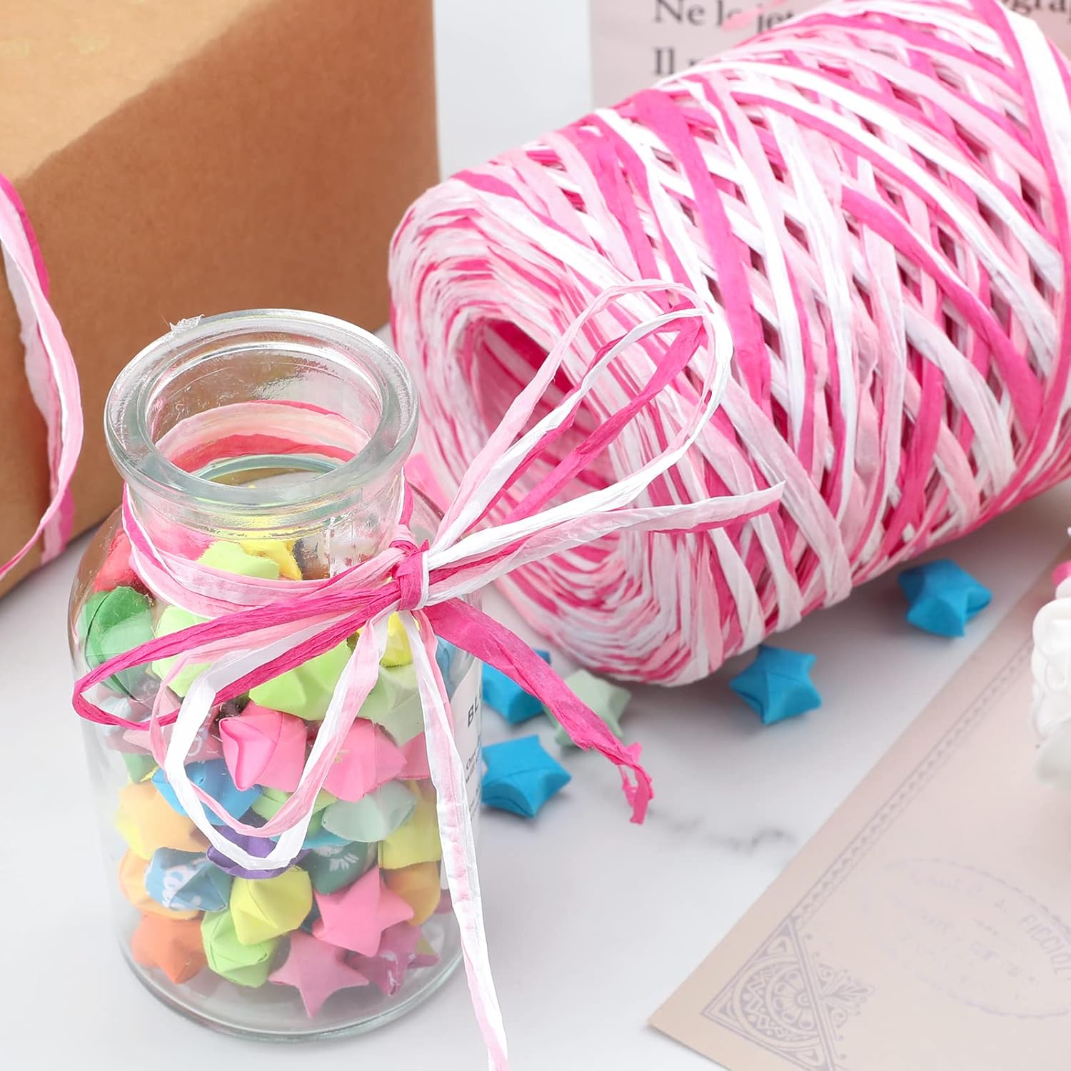 Valentine's Day Raffia Ribbon, 524 Feet Pink Paper Gift Ribbon for Gift Wrapping, Decorating, Crafts, DIY Projects, Festivals, Parties - Image 6