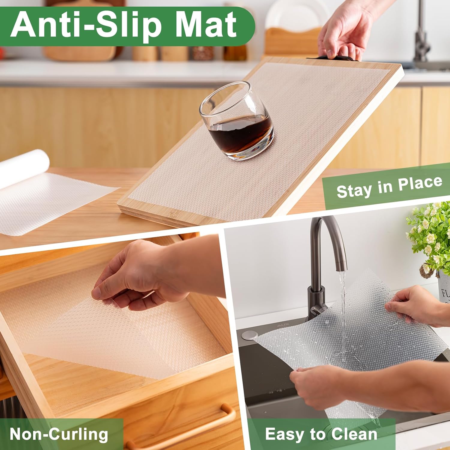 12 Inches x 20 FT Non-Adhesive Shelf Liner Water Resistant Oil-Proof Thickened Easy to Clean and Cut Drawer Mats for Refrigerator, Desk, Cabinet, Kitchen - Image 4