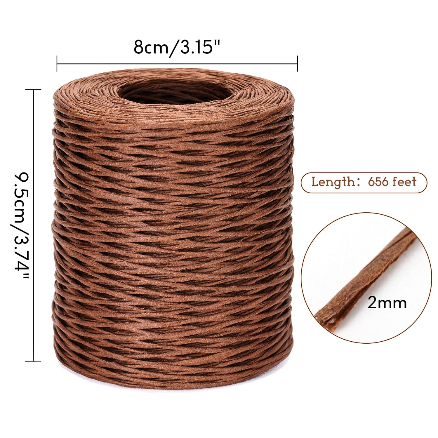 Floral Wire - 656 Feet Rustic Wrapping Wire, Paper Covered, 2mm Brown, Ideal for Crafts, Flower Bouquets, Wedding & Christmas Wreaths - Image 3