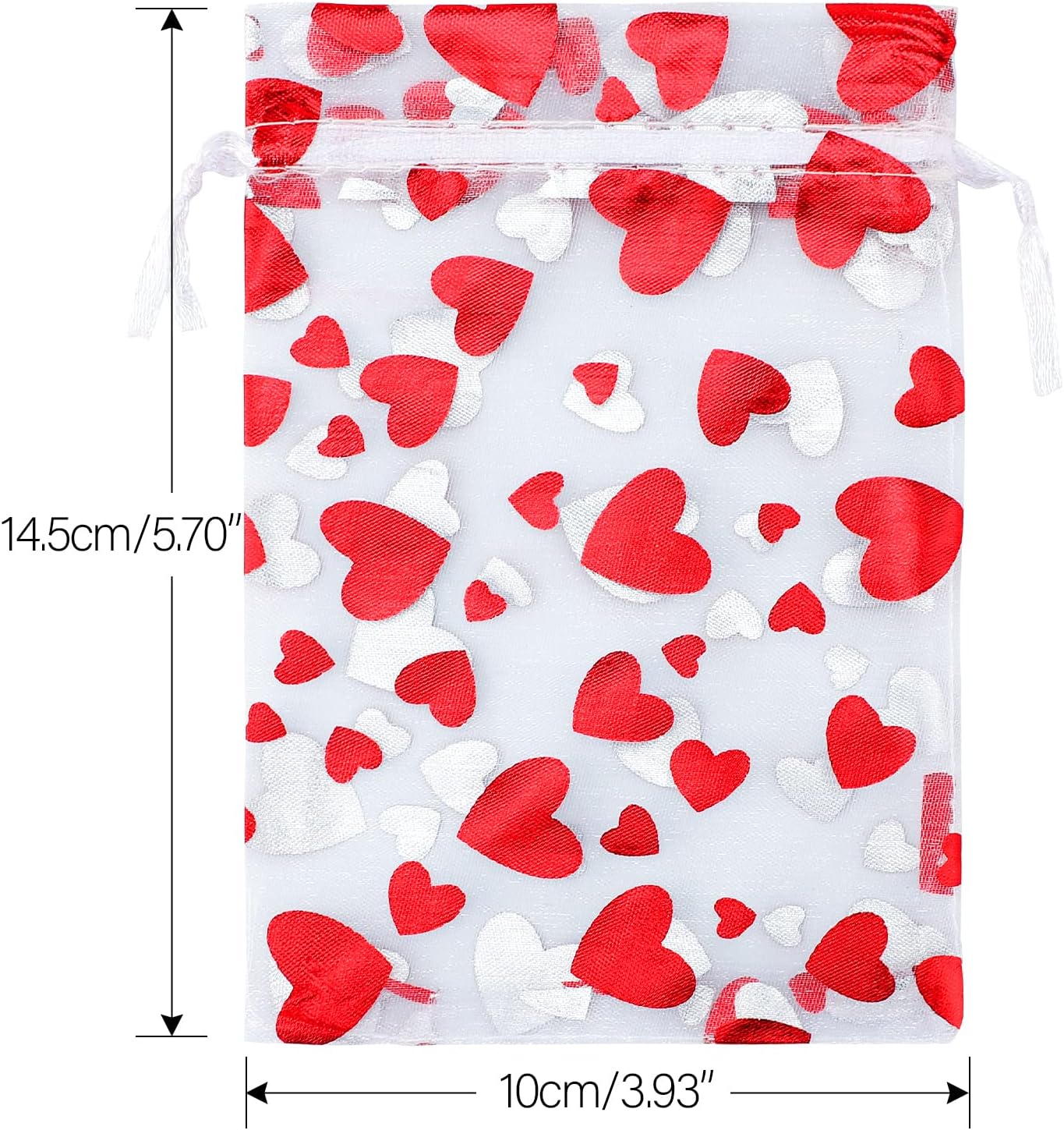100 Pcs Red Organza Favor Gift Bags,4x6inch Valentine's Day Drawstring Gift Bags,Jewelry Gift Pouches Mesh Party Favor Bags - Image 2
