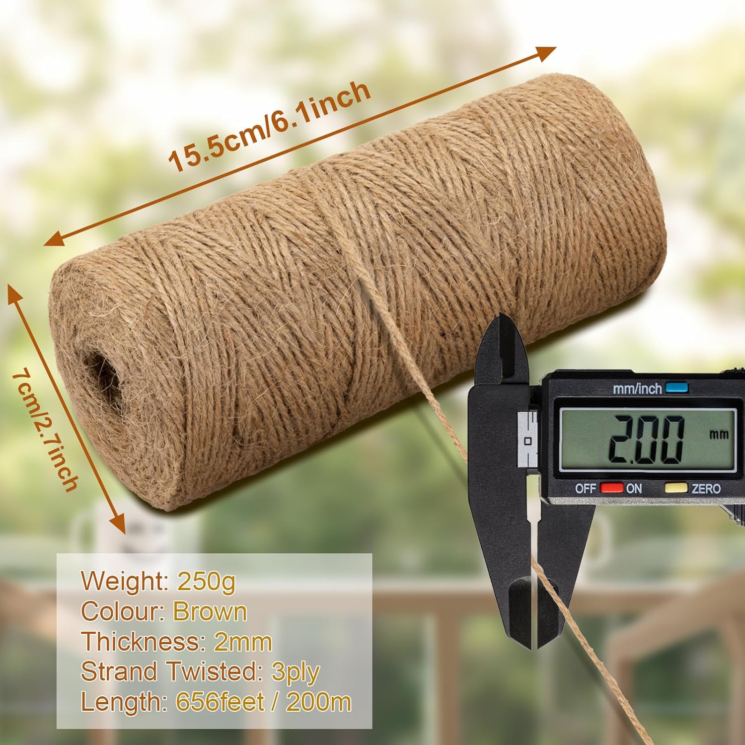 Twine String 1312 Feet Long Jute Twine Hemp Rope for Gardening Crafts Giftwares Wrapping Packing Wedding Decor, Brown 2 Rolls - Image 2