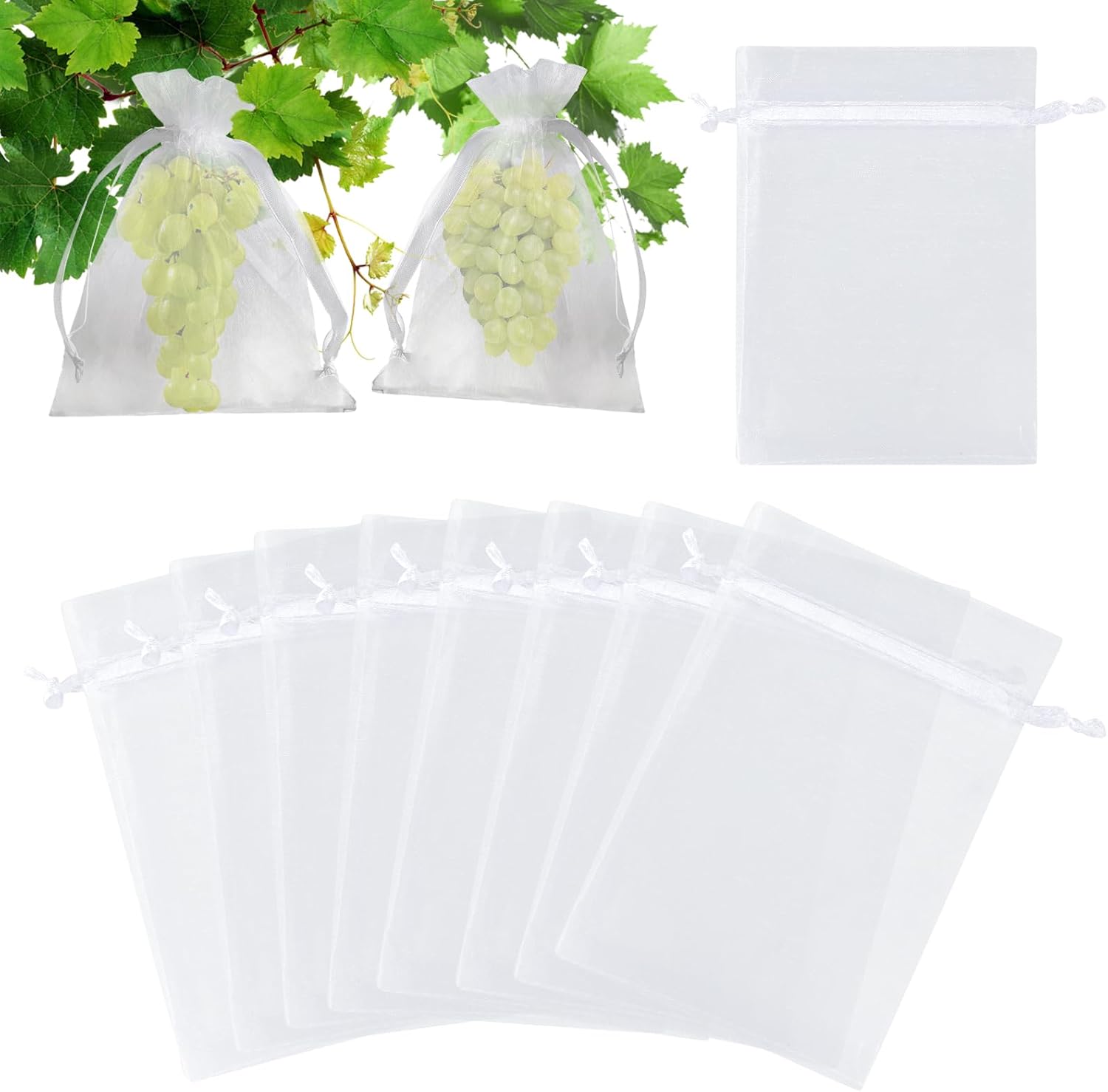 Fruit Protection Bags - 100PCS Nets, 4x6 Inch, White, Mesh Bags for Fruit & Vegetables - Image 1