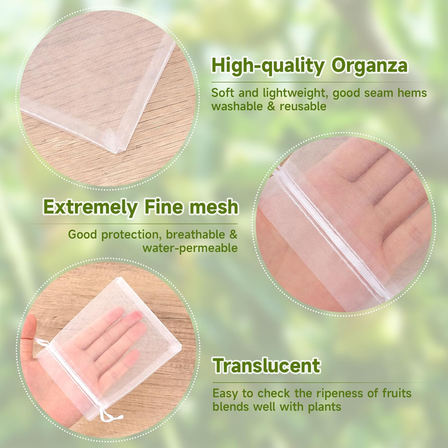 Fruit Protection Bags - 100PCS Nets, 4x6 Inch, White, Mesh Bags for Fruit & Vegetables - Image 3
