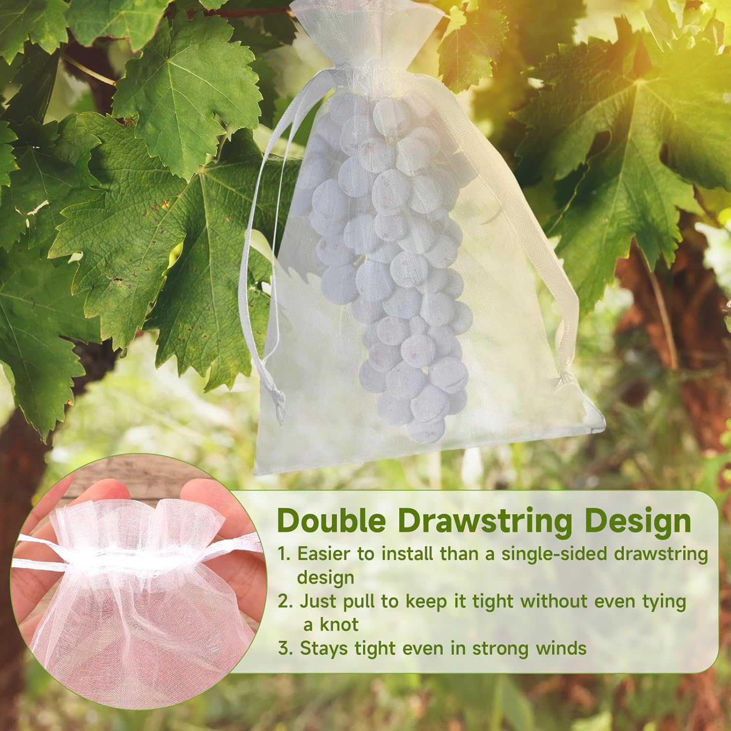 Fruit Protection Bags - 100PCS Nets, 4x6 Inch, White, Mesh Bags for Fruit & Vegetables - Image 4