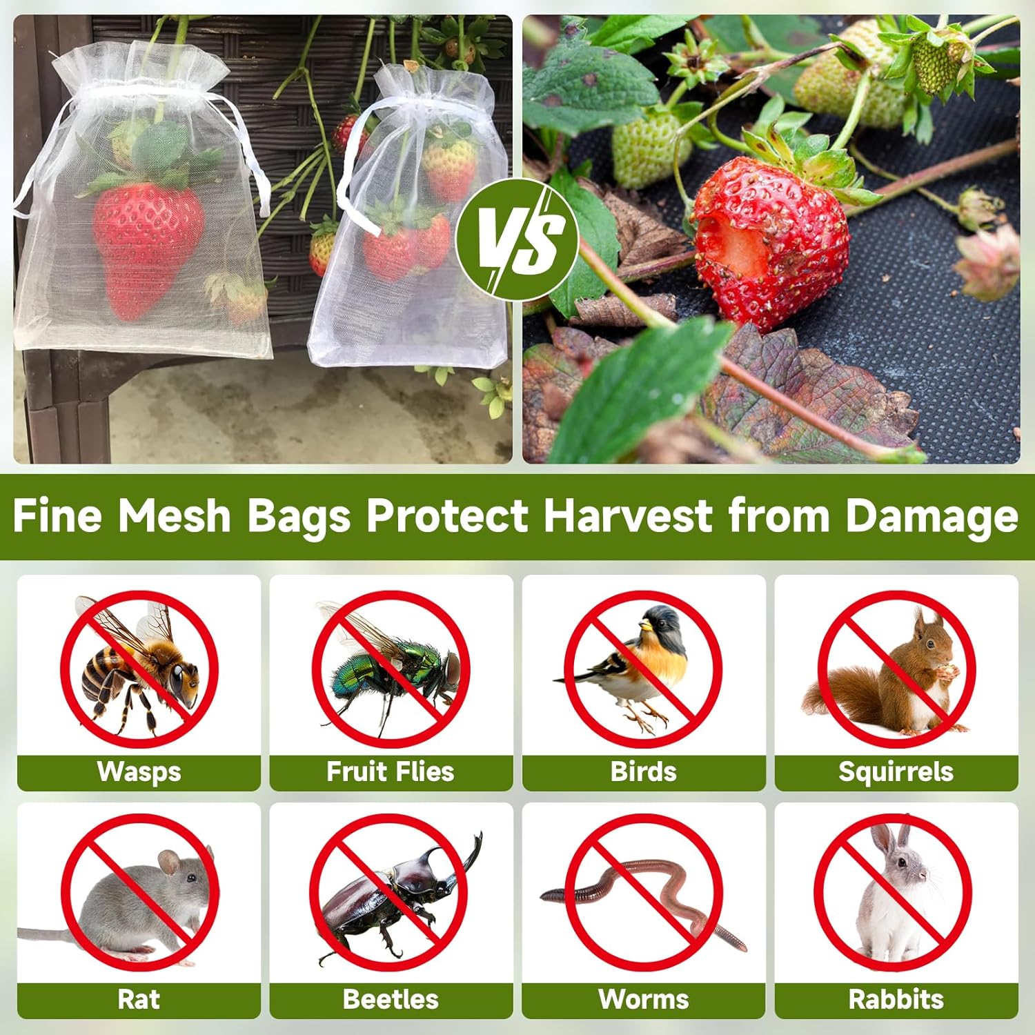 Fruit Protection Bags - 100PCS Nets, 4x6 Inch, White, Mesh Bags for Fruit & Vegetables - Image 5