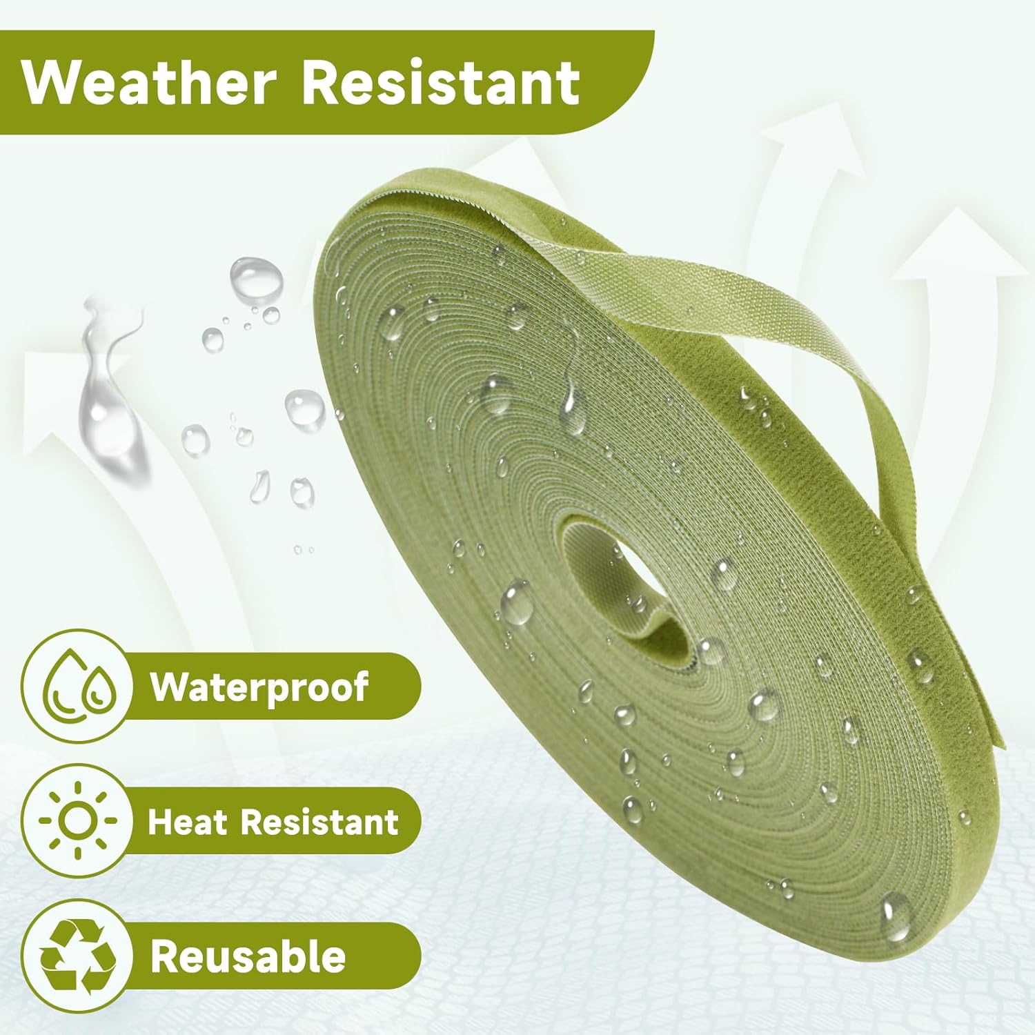 Garden Ties Plant Tape Ties Nylon Plant Tape Strap 65.6 Feet Plant Support Tape Reusable Garden Tape 1/2'' Army Green Plant Tape For Climbing Plants,Tomato,Vines,Cables,Flowers,Indoor Outdoor - Image 3