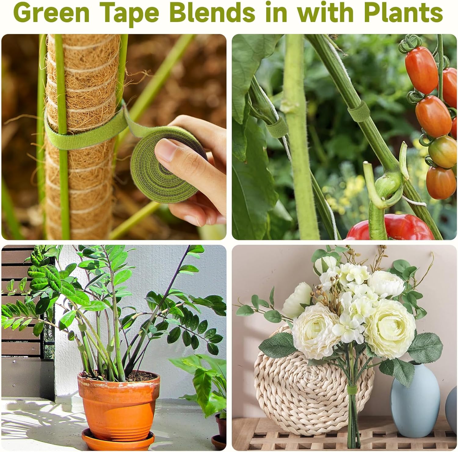 Garden Ties Plant Tape Ties Nylon Plant Tape Strap 65.6 Feet Plant Support Tape Reusable Garden Tape 1/2'' Army Green Plant Tape For Climbing Plants,Tomato,Vines,Cables,Flowers,Indoor Outdoor - Image 5
