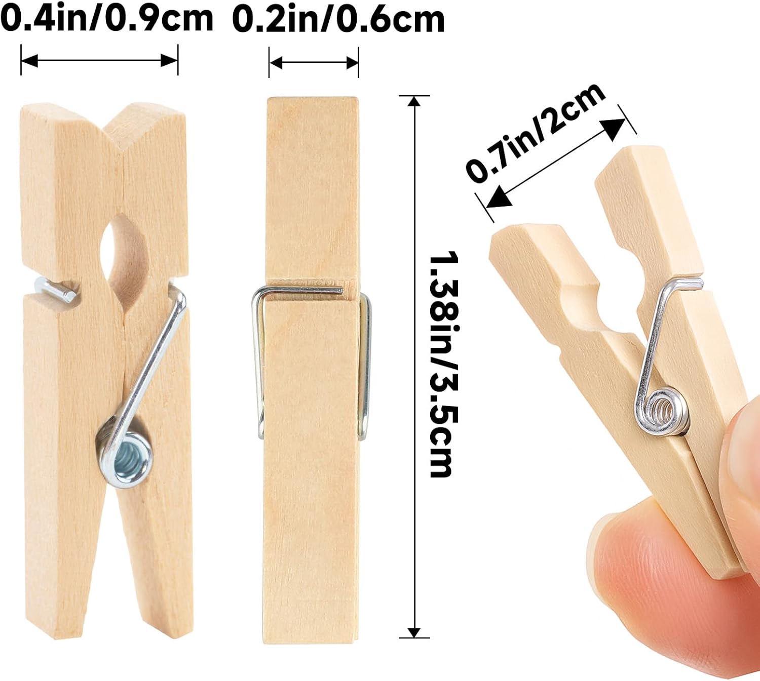 Mini Clothespins Wooden - Small Clothes Pins for Crafts 1.4 Inch,50 Pcs Natural Clothespins Clips with Jute String for Hanging Pictures,Photo Displays,Baby Cloth,Classroom Arts - Image 2