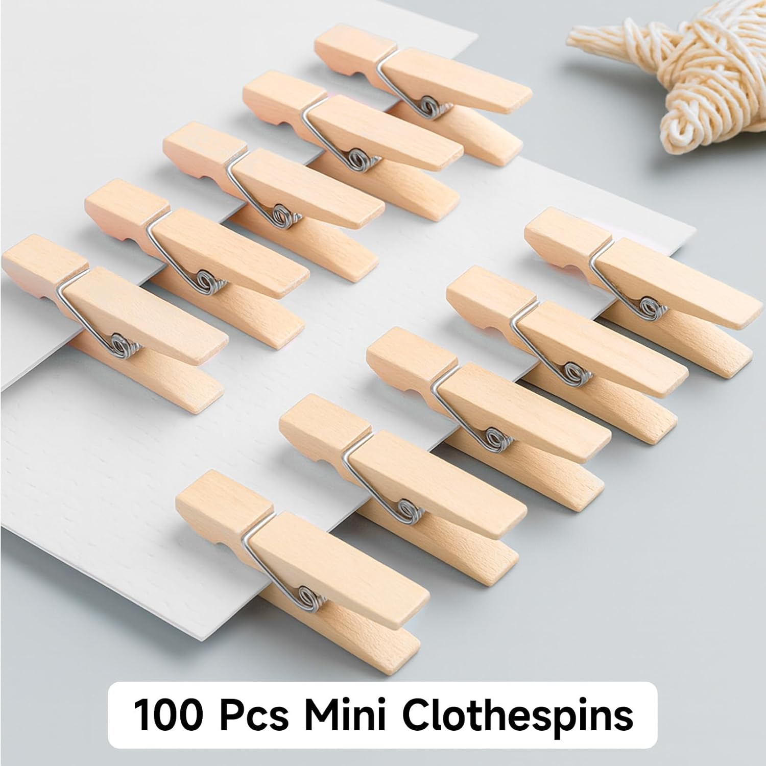 Mini Clothespins Wooden - Small Clothes Pins for Crafts 1.4 Inch,50 Pcs Natural Clothespins Clips with Jute String for Hanging Pictures,Photo Displays,Baby Cloth,Classroom Arts - Image 4
