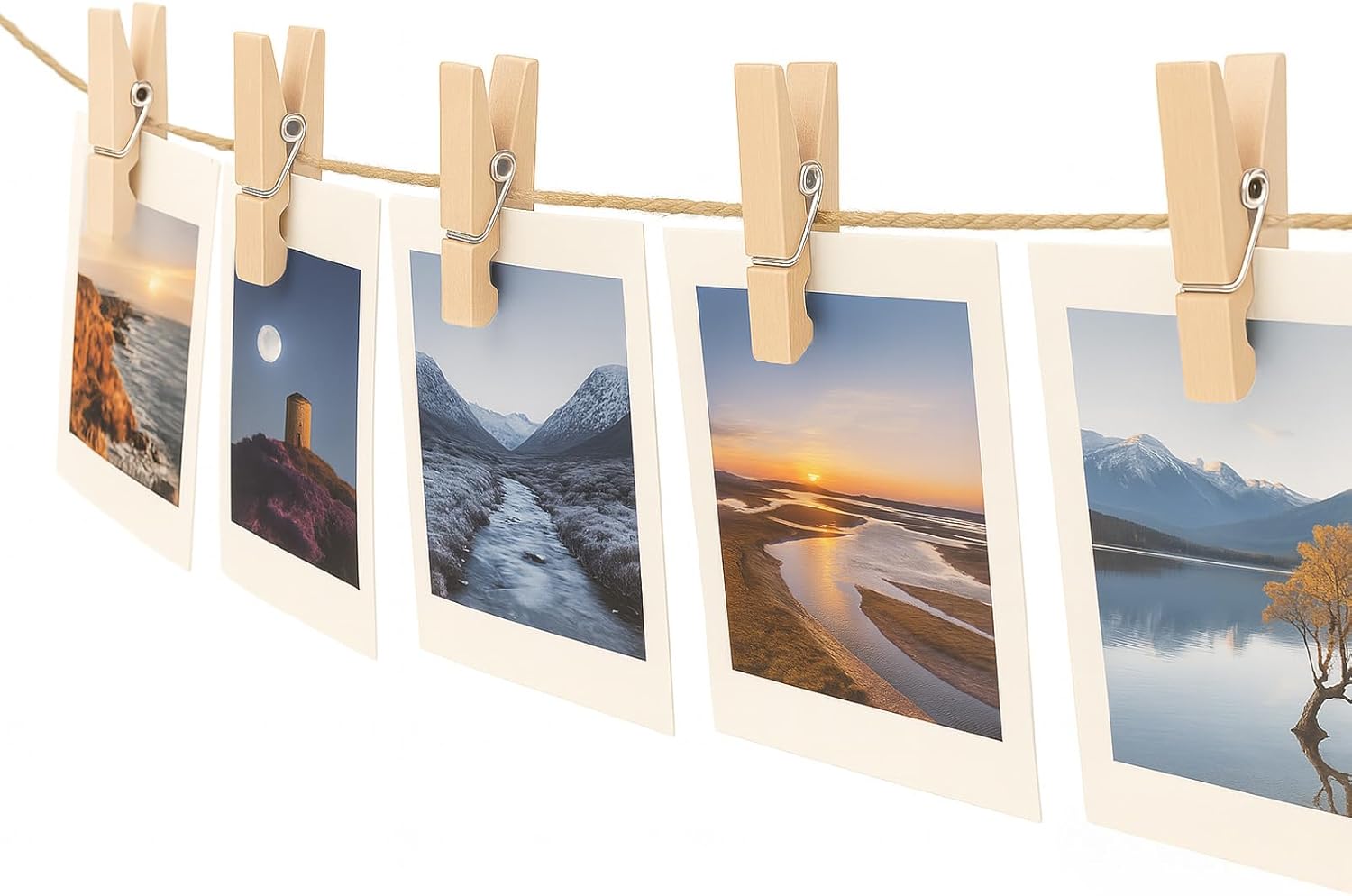 Mini Clothespins Wooden - Small Clothes Pins for Crafts 1.4 Inch,50 Pcs Natural Clothespins Clips with Jute String for Hanging Pictures,Photo Displays,Baby Cloth,Classroom Arts - Image 5