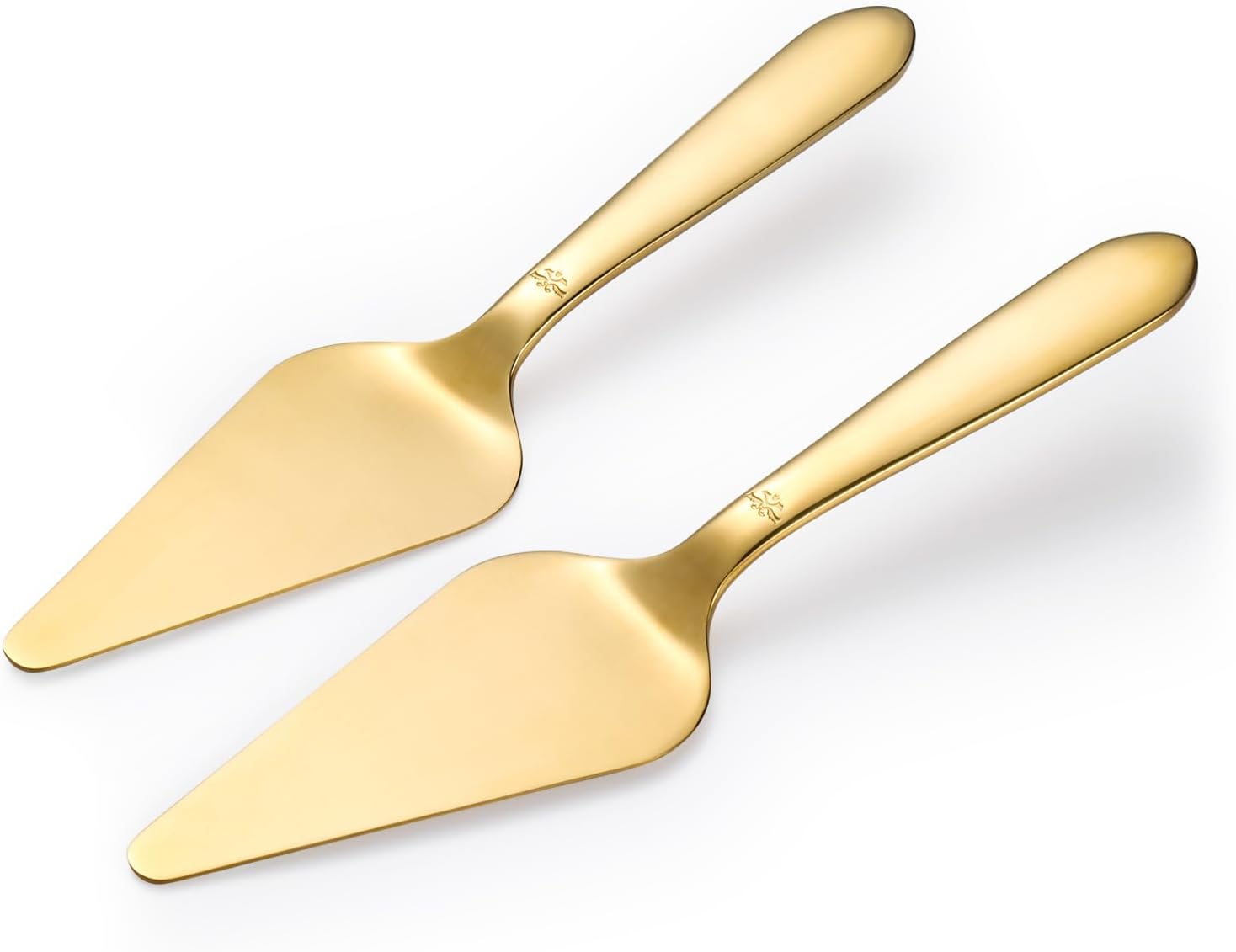 Cake Server, Wedding Cake Cutting Set 2 Piece Gold Cake Cutter, Stainless Steel Pie Server with Smooth Edge and Exquisite Pattern Design for Pastry Pizza Dessert - Image 1