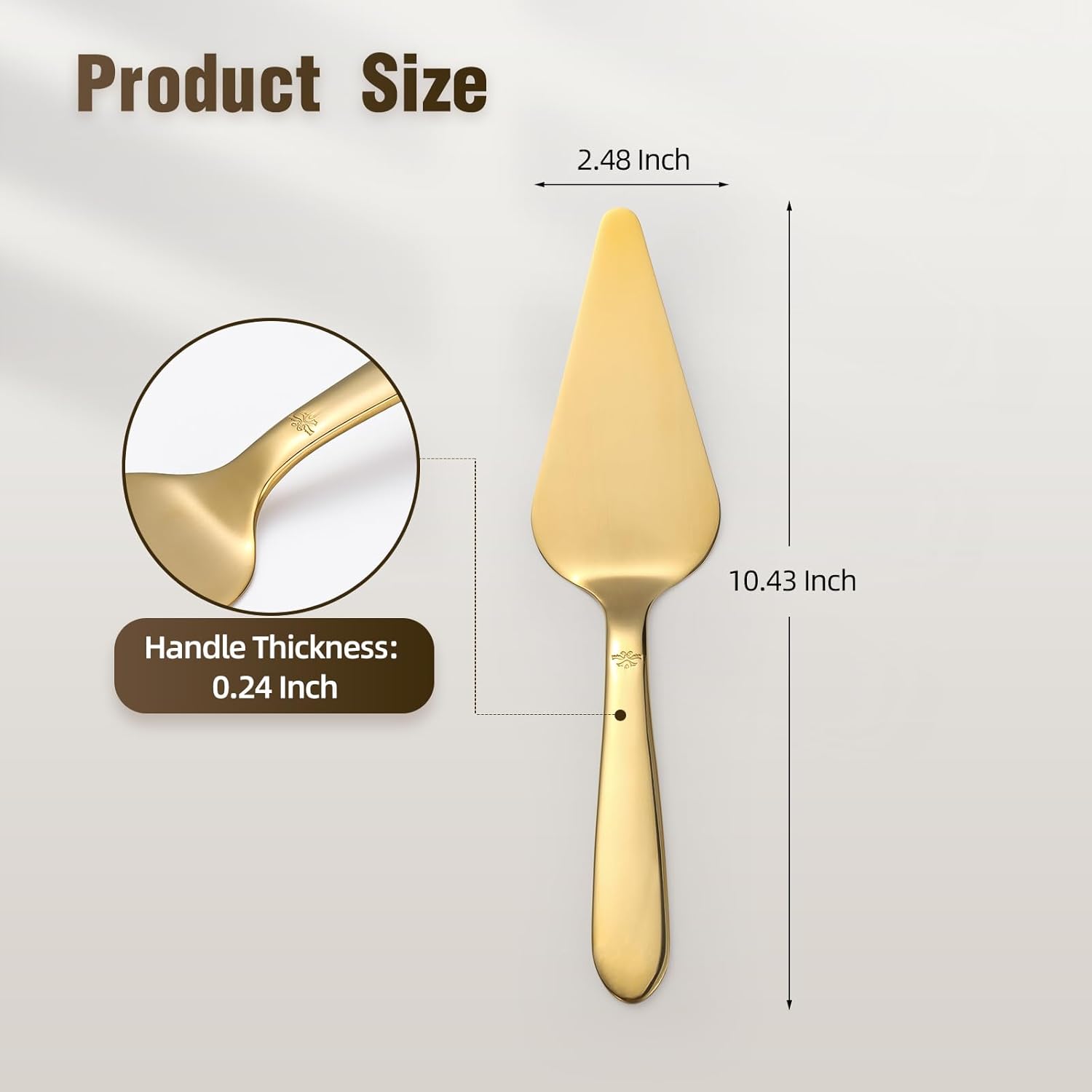 Cake Server, Wedding Cake Cutting Set 2 Piece Gold Cake Cutter, Stainless Steel Pie Server with Smooth Edge and Exquisite Pattern Design for Pastry Pizza Dessert - Image 4