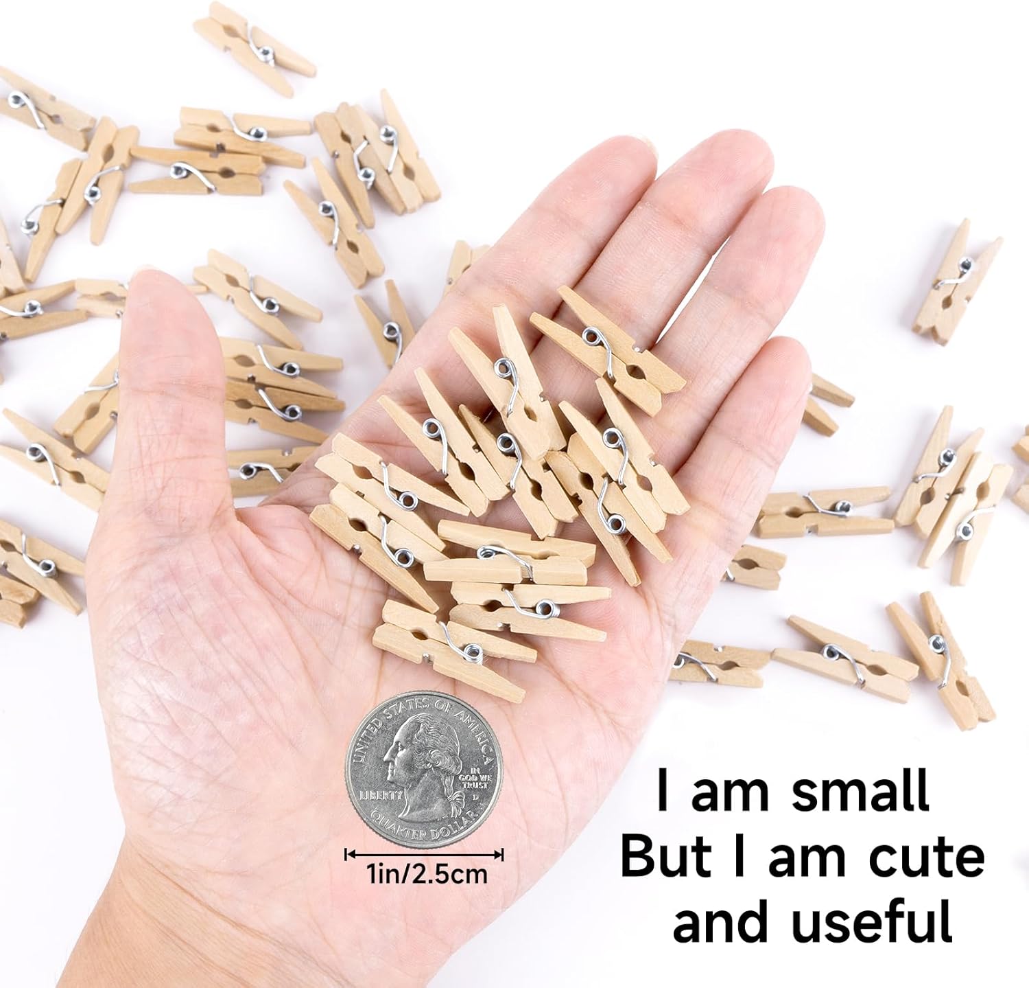 Mini Clothespins for Photo - 200 Pcs 1 Inch Small Natural Wooden Clothes Pins for Crafts with 33 FT Jute Twine Mini Photo Clips for Photos Display Cocktail Decoration - Image 4