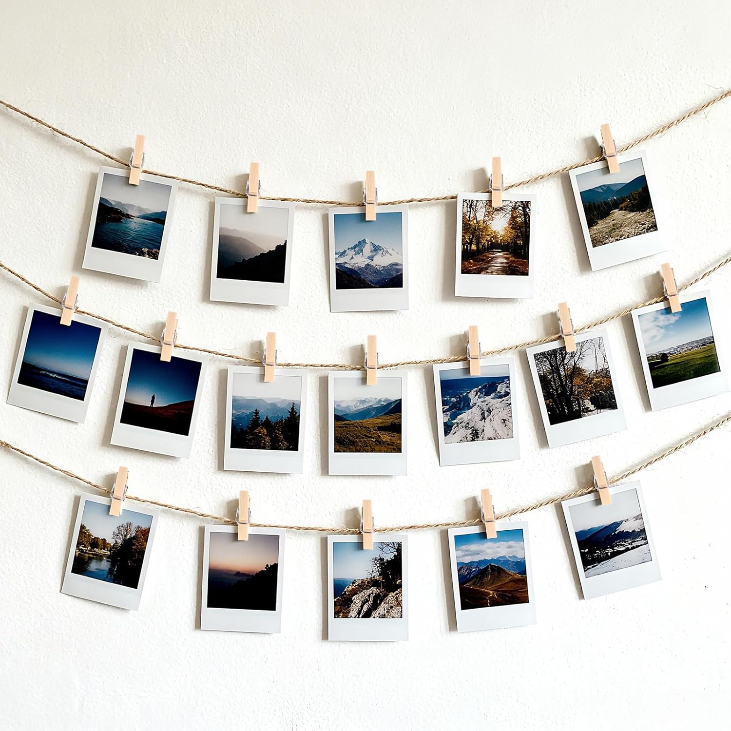 Mini Clothespins for Photo - 200 Pcs 1 Inch Small Natural Wooden Clothes Pins for Crafts with 33 FT Jute Twine Mini Photo Clips for Photos Display Cocktail Decoration - Image 5
