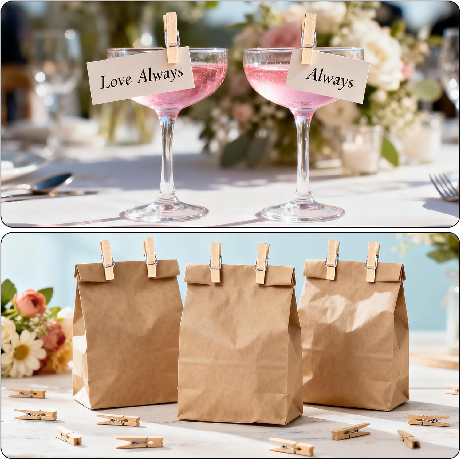 Mini Clothespins for Photo - 200 Pcs 1 Inch Small Natural Wooden Clothes Pins for Crafts with 33 FT Jute Twine Mini Photo Clips for Photos Display Cocktail Decoration - Image 6