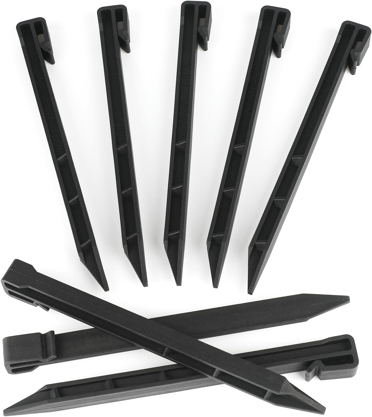 Landscape Edging Garden Stakes - 10 Inch Black Garden Landscape Anchoring Stakes Heavy Duty 12 Pcs Plastic Ground Stakes for Lawn & Garden Yard Borders - Image 1