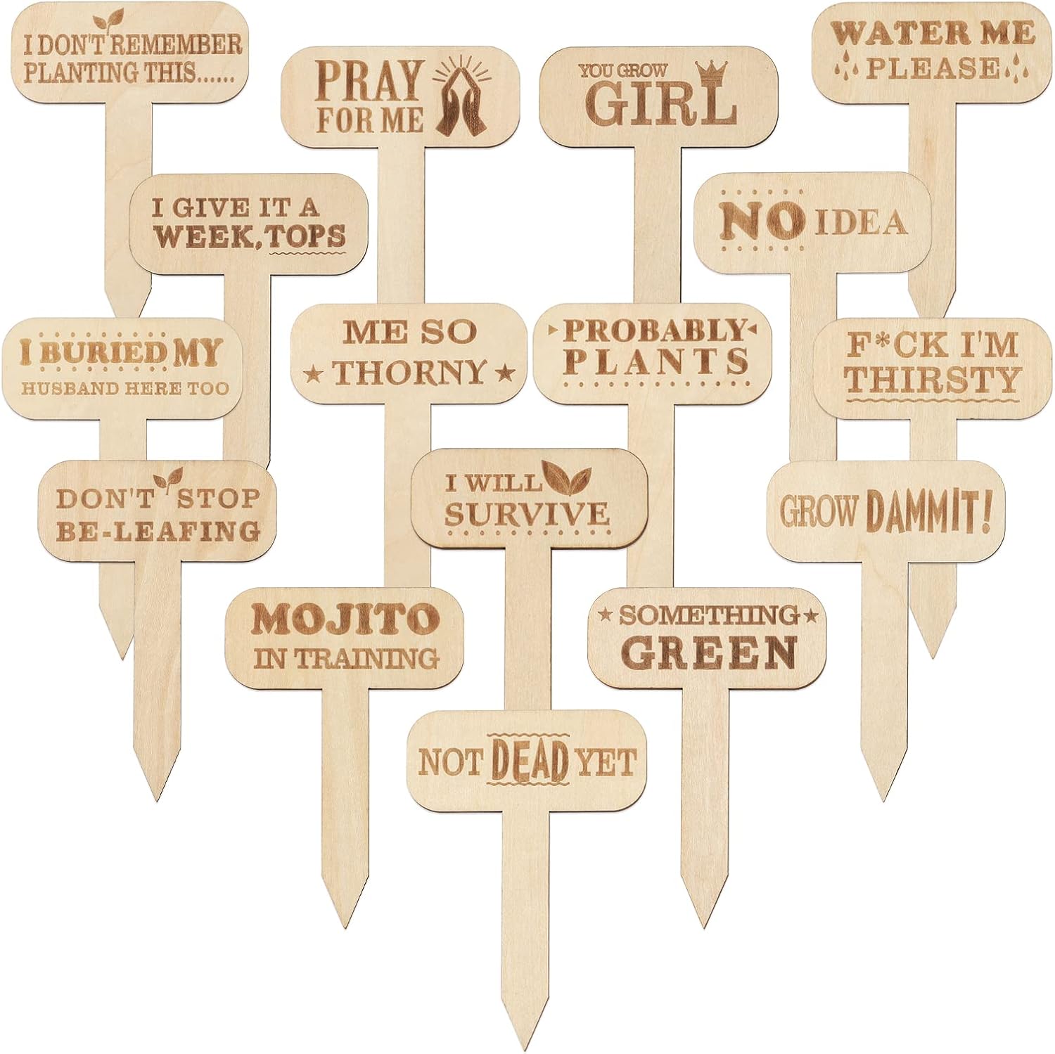 Funny Plant Markers, 16Pcs Garden Labels, Gardening Gifts for Gardeners,Women,Funny Plant Labels for Pots - Image 1