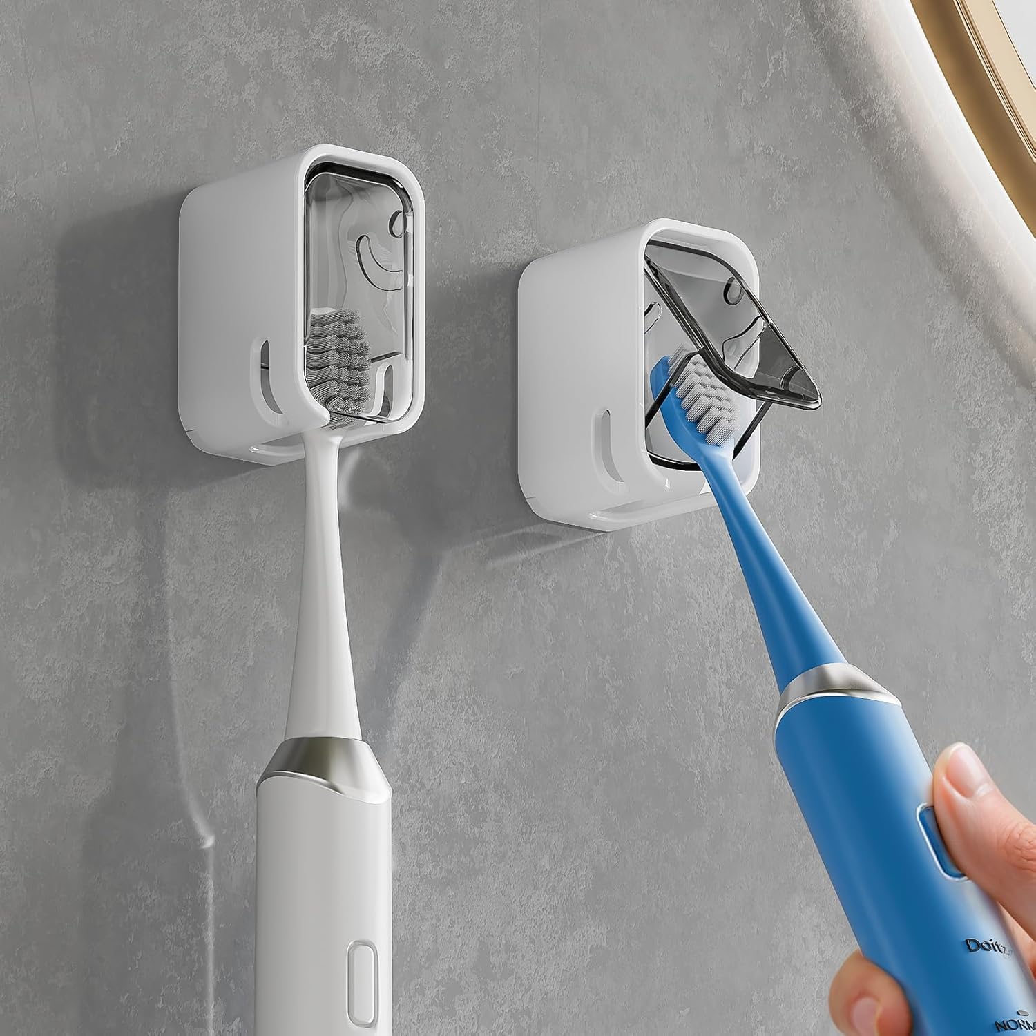 Toothbrush Holders for Bathroom【Innovation Single Slot Design】 2PCS Toothbrush Holder Wall Mounted with Cover for Shower, Single Toothbrush Dispenser Storage Organizer for Family & Travel - Image 1