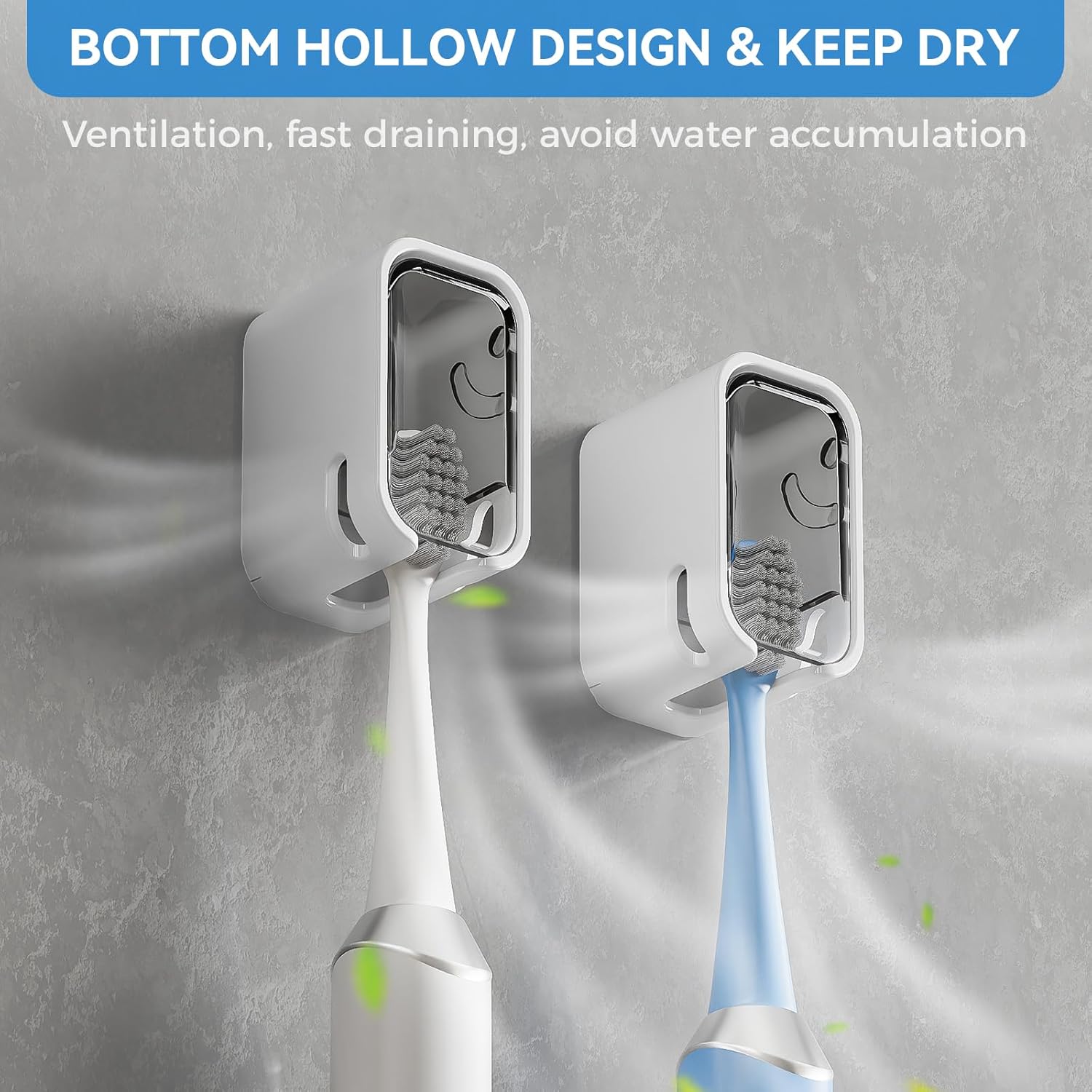 Toothbrush Holders for Bathroom【Innovation Single Slot Design】 2PCS Toothbrush Holder Wall Mounted with Cover for Shower, Single Toothbrush Dispenser Storage Organizer for Family & Travel - Image 4