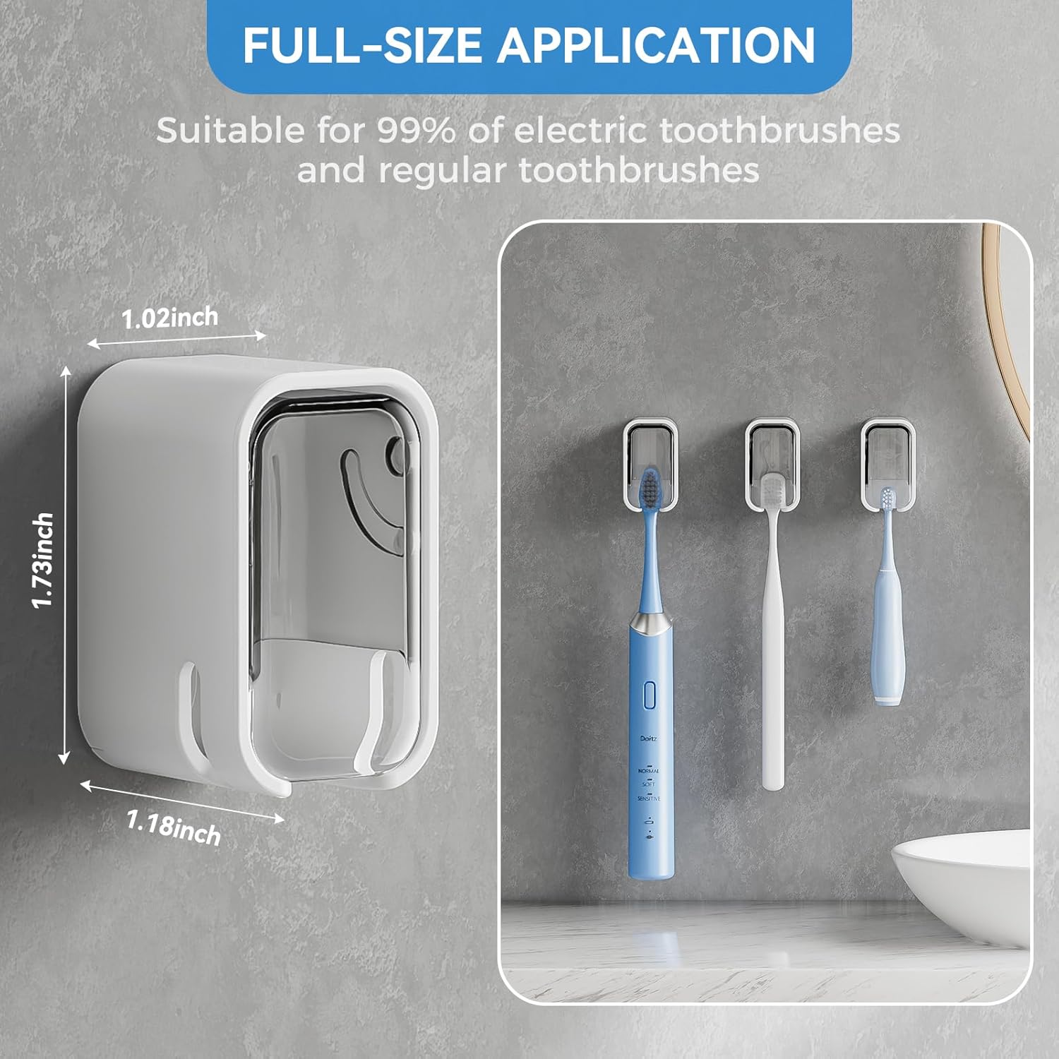 Toothbrush Holders for Bathroom【Innovation Single Slot Design】 2PCS Toothbrush Holder Wall Mounted with Cover for Shower, Single Toothbrush Dispenser Storage Organizer for Family & Travel - Image 5