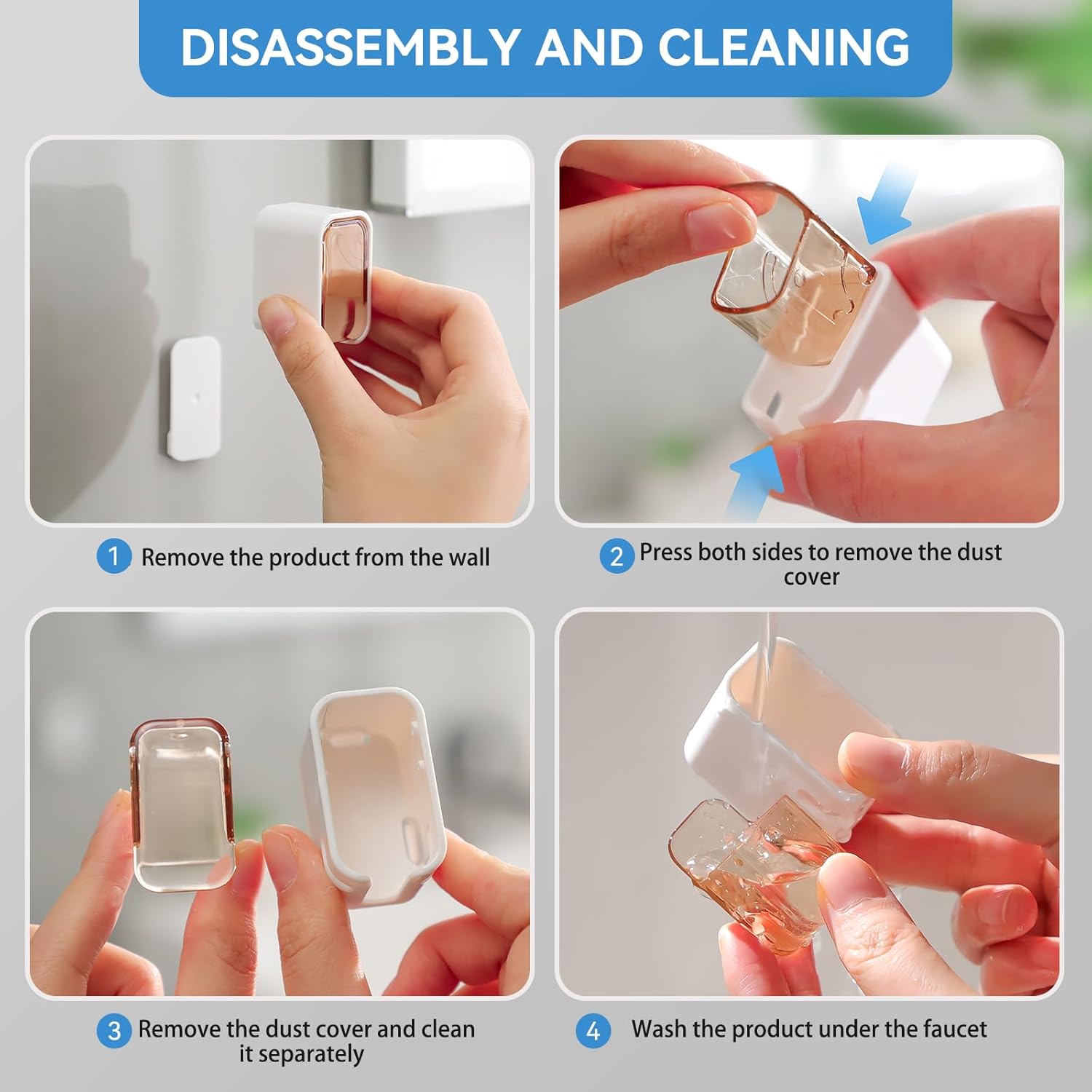 Toothbrush Holders for Bathroom【Innovation Single Slot Design】 2PCS Toothbrush Holder Wall Mounted with Cover for Shower, Single Toothbrush Dispenser Storage Organizer for Family & Travel - Image 6