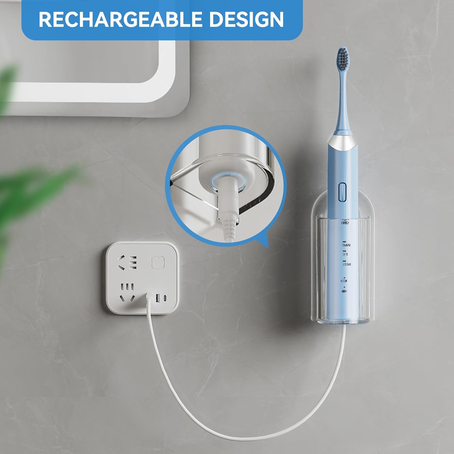 Electric Toothbrush Holders, Wall Mounted Tooth Brushing Holder for Bathroom, Self Adhesive Electric Toothbrush Organizer Space Saver (2Pcs Clear) - Image 5