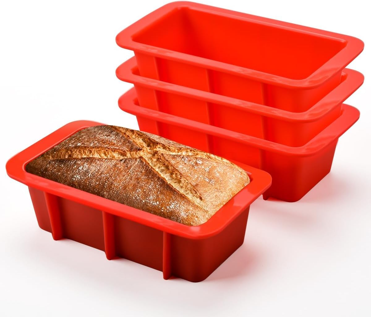 Silicone Mini Bread Loaf Pans for Baking, Small Loaf Pan Set of 4, 2.7x5.4 Inch Nonstick Bread Silicone Molds for Toast, Brownie, Loaf, Cake, Soaps - Image 1