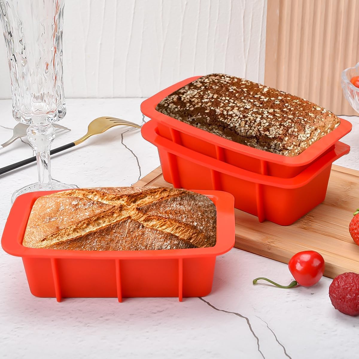 Silicone Mini Bread Loaf Pans for Baking, Small Loaf Pan Set of 4, 2.7x5.4 Inch Nonstick Bread Silicone Molds for Toast, Brownie, Loaf, Cake, Soaps - Image 3