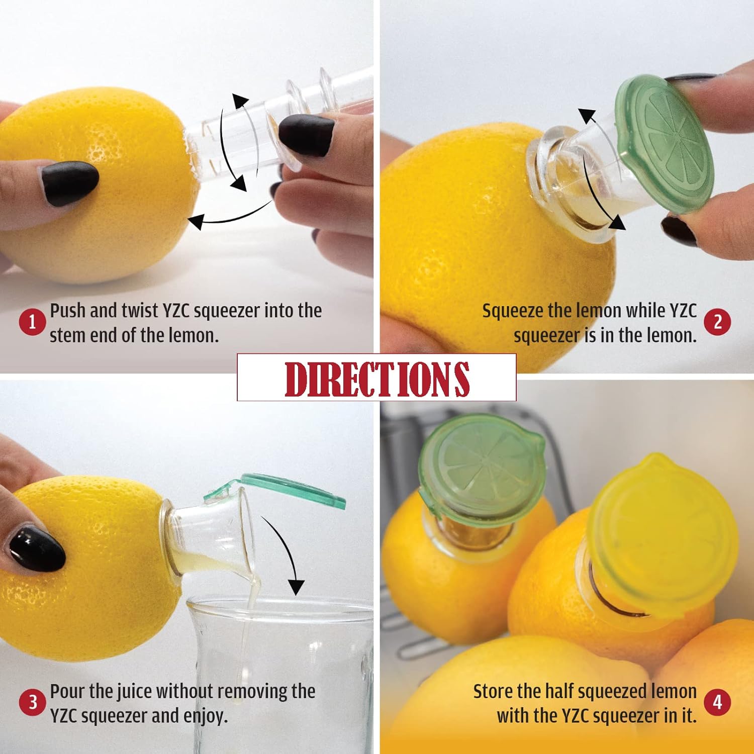 YZC Lemon Squeezer – 2-Pack Lemon-Juicer – BPA-Free Plastic Lime Juicer– Compact Juice Extractor Citrus Press with Lid – Squeeze Lime for Cocktails, Drinks - Image 3