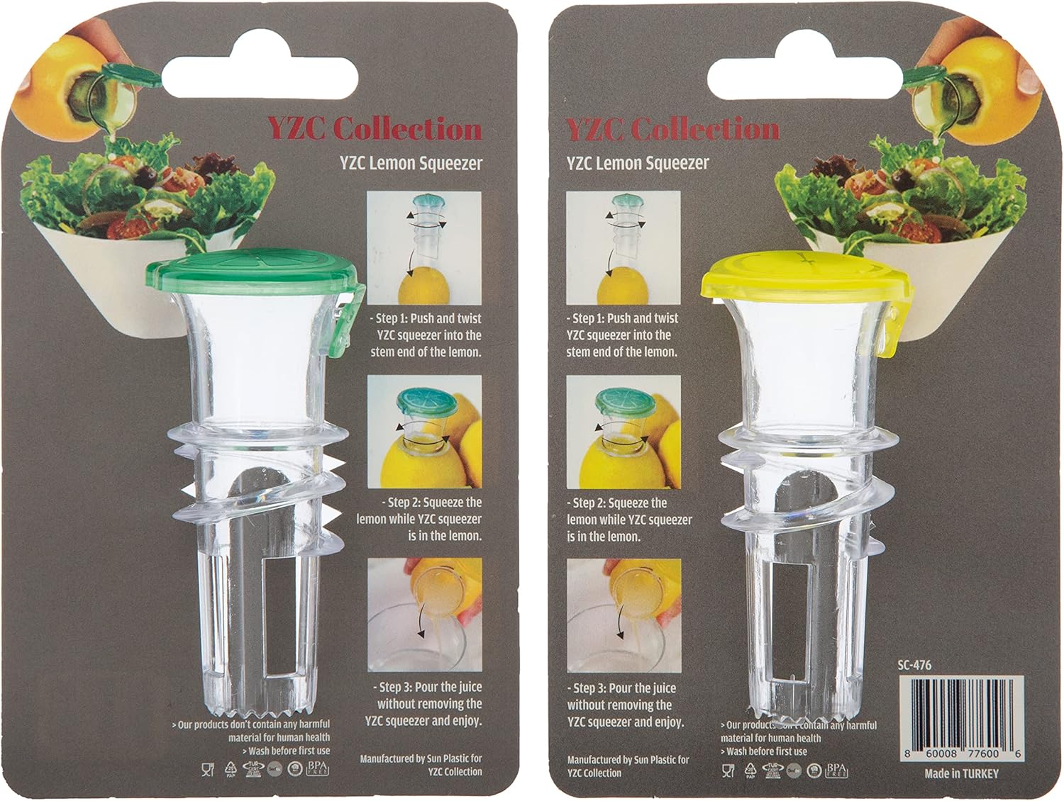 YZC Lemon Squeezer – 2-Pack Lemon-Juicer – BPA-Free Plastic Lime Juicer– Compact Juice Extractor Citrus Press with Lid – Squeeze Lime for Cocktails, Drinks - Image 4
