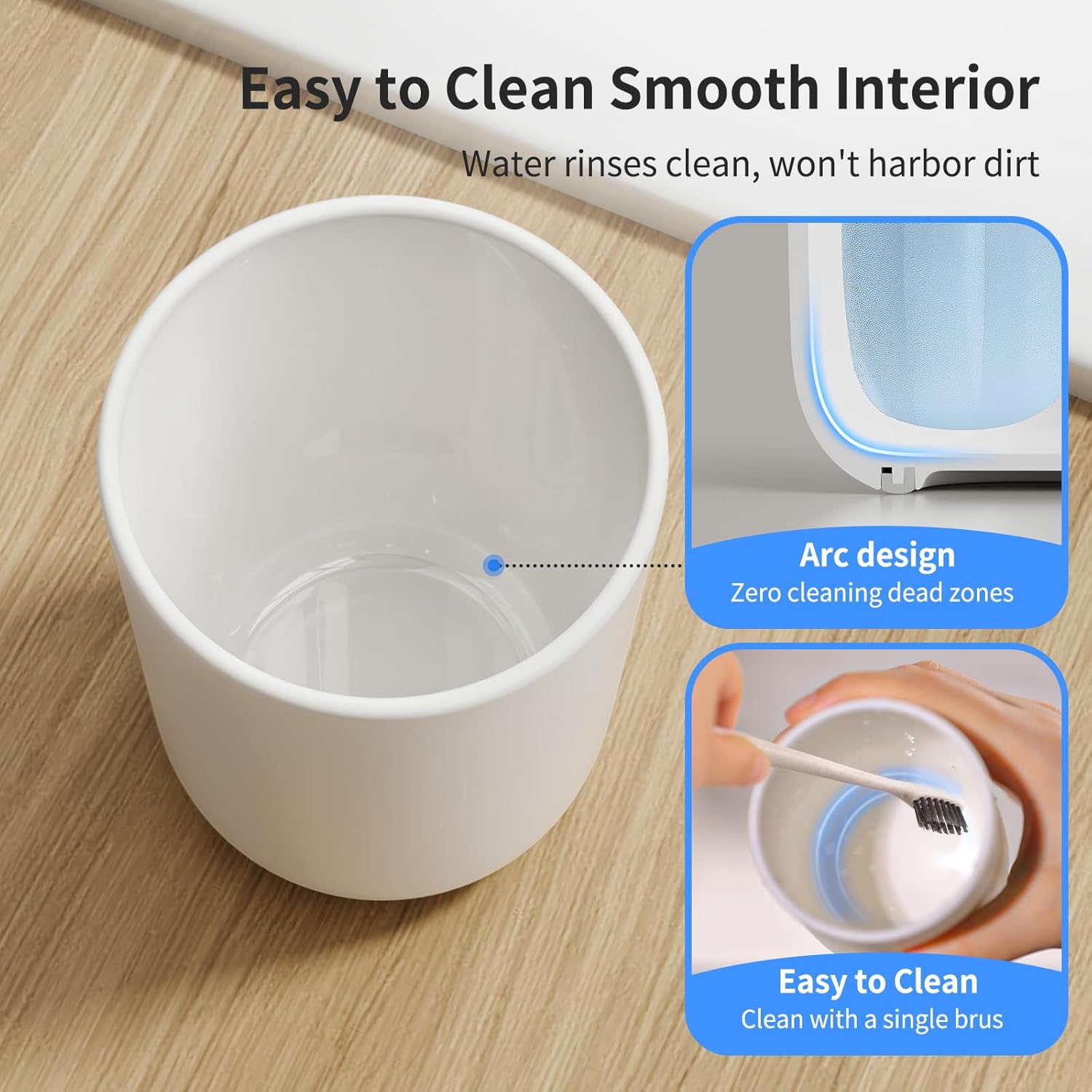 Toothbrush Cup 13oz 380ml, Unbreakable Reusable Bathroom Tumbler 2Pcs, Non-Slip Plastic Bathroom Cup Toothbrush Holders for Bathroom White - Image 2