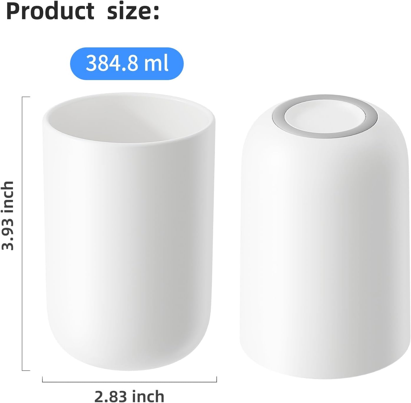 Toothbrush Cup 13oz 380ml, Unbreakable Reusable Bathroom Tumbler 2Pcs, Non-Slip Plastic Bathroom Cup Toothbrush Holders for Bathroom White - Image 6
