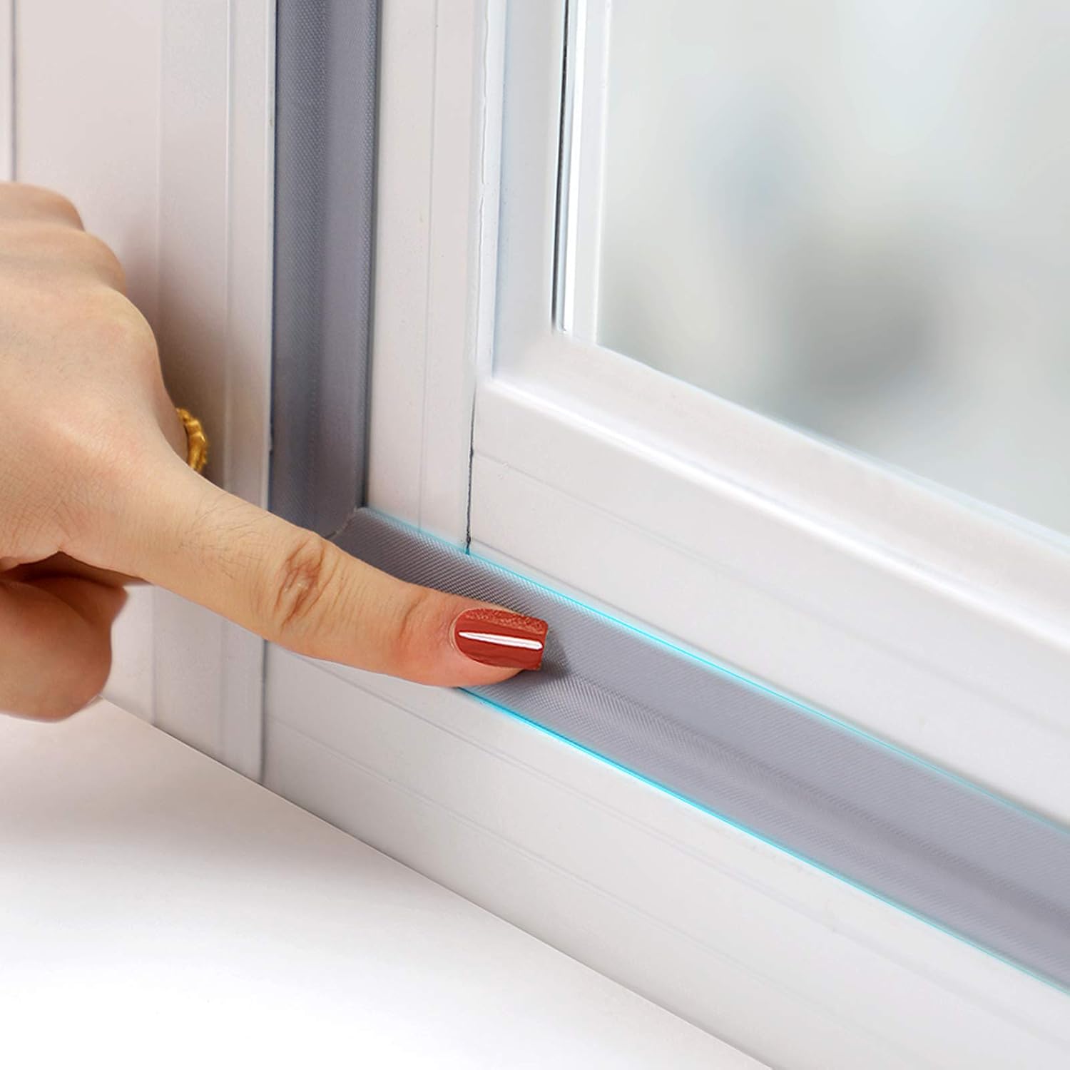 Draft Stopper Sweep, Door Weatherproofing Stripping, Window Seal Strip Self-adhisive Soundproof Cuttable Weather Length 6.56Ft - Grey - Image 1