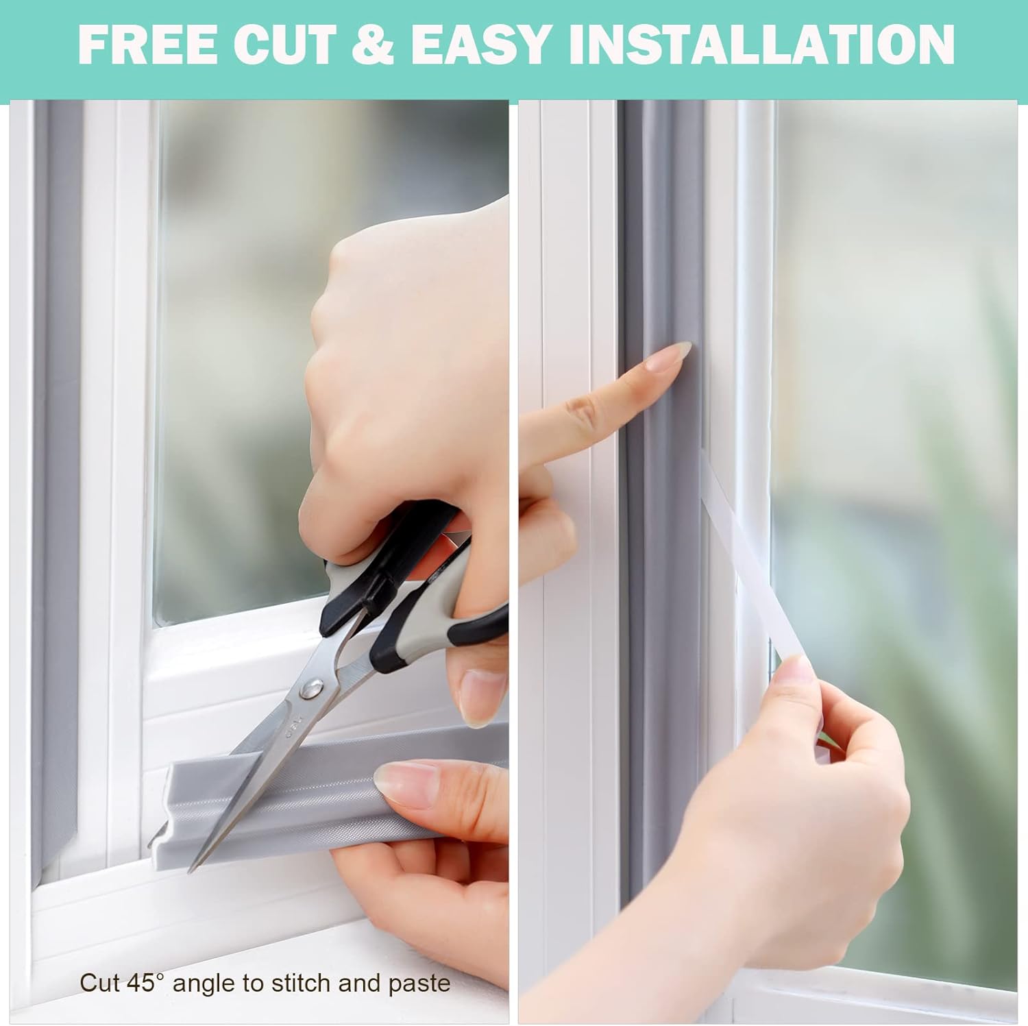 Draft Stopper Sweep, Door Weatherproofing Stripping, Window Seal Strip Self-adhisive Soundproof Cuttable Weather Length 6.56Ft - Grey - Image 4
