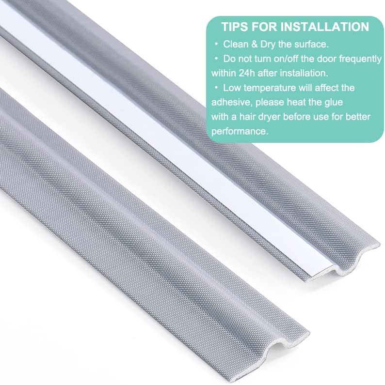 Draft Stopper Sweep, Door Weatherproofing Stripping, Window Seal Strip Self-adhisive Soundproof Cuttable Weather Length 6.56Ft - Grey - Image 7