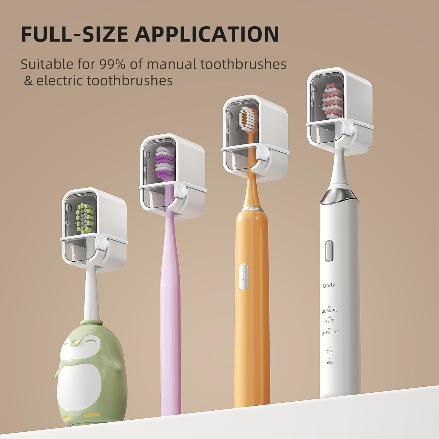 Toothbrush Cover Travel 2PCS, Stay Closed with Band Electric Toothbrush Covers Caps, Toothbrush Head Cover for Travel, Camping, Bathroom, Business, Grey - Image 4