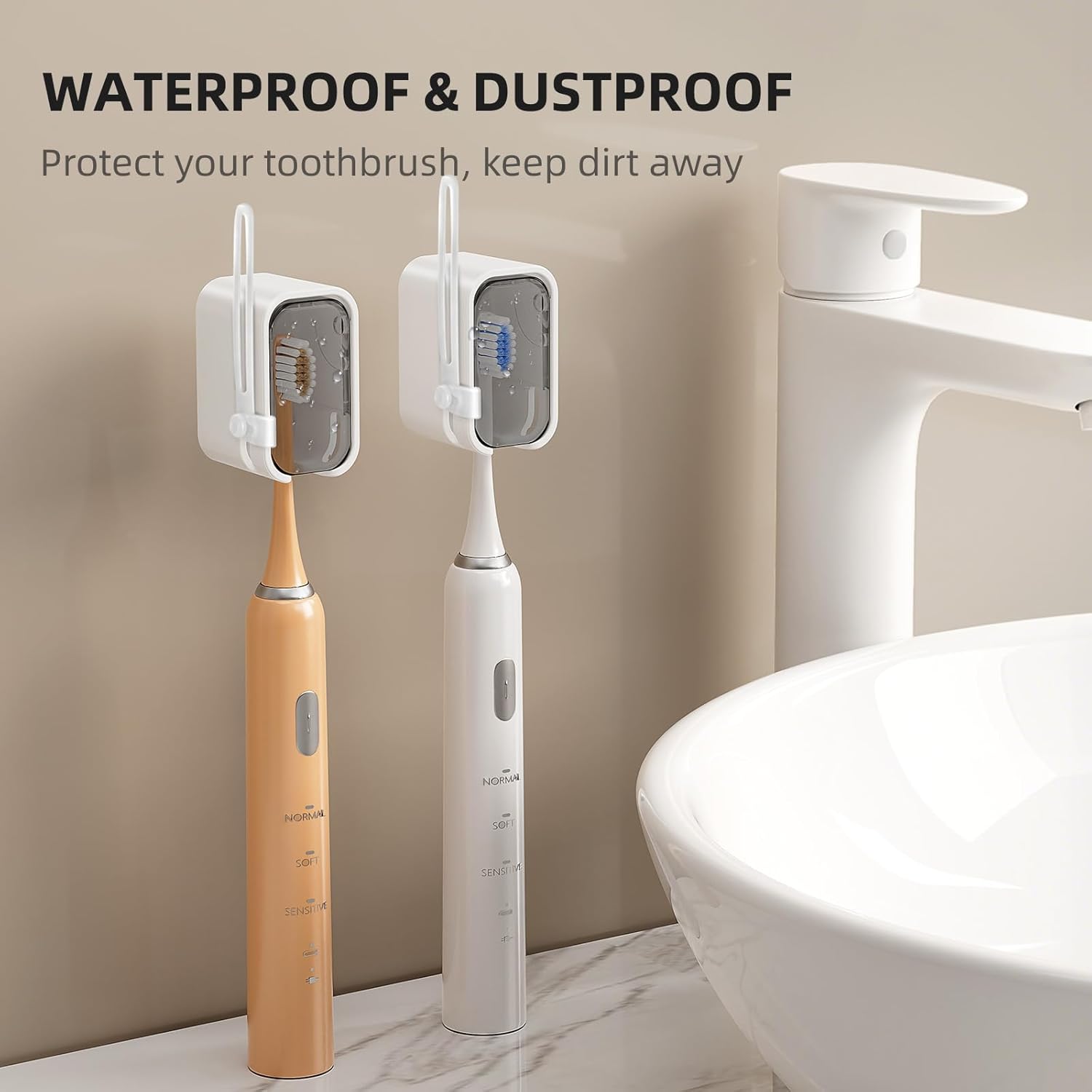 Toothbrush Cover Travel 2PCS, Stay Closed with Band Electric Toothbrush Covers Caps, Toothbrush Head Cover for Travel, Camping, Bathroom, Business, Grey - Image 5