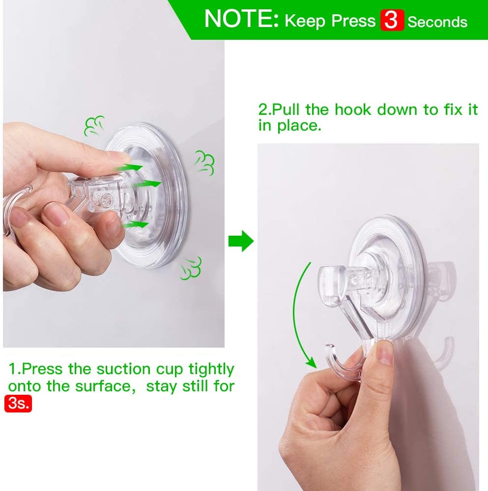 Suction Cup Hooks - 4 Pack Suction Hooks Reusable Powerful Waterproof - Clear Removable Suction Hanger for Christmas Wreath, Shower,Tile,Bathroom,Towel,Kitchen - Image 4